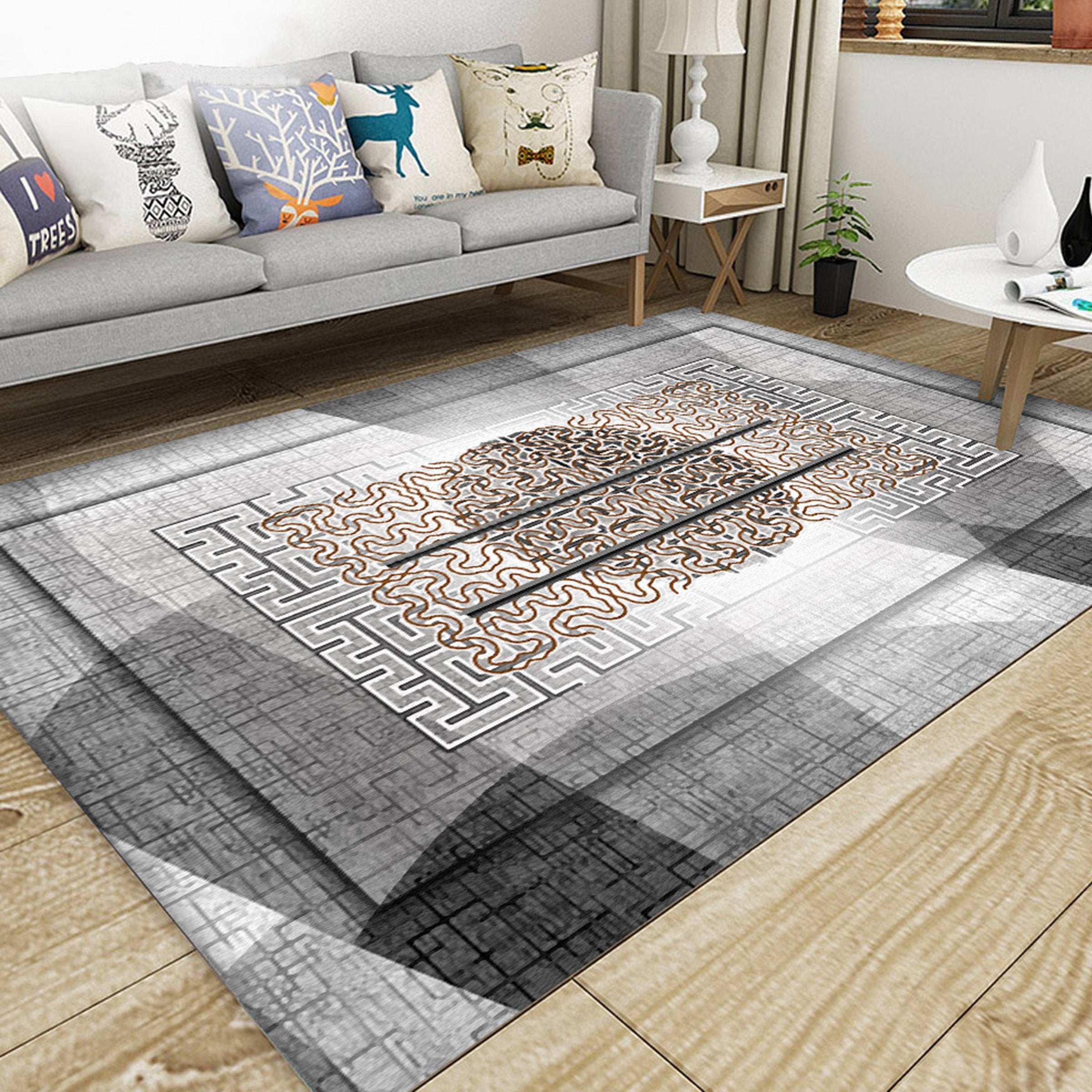 3D Gray Stripe WG094 Non Slip Rug Mat Mat AJ Creativity Home 