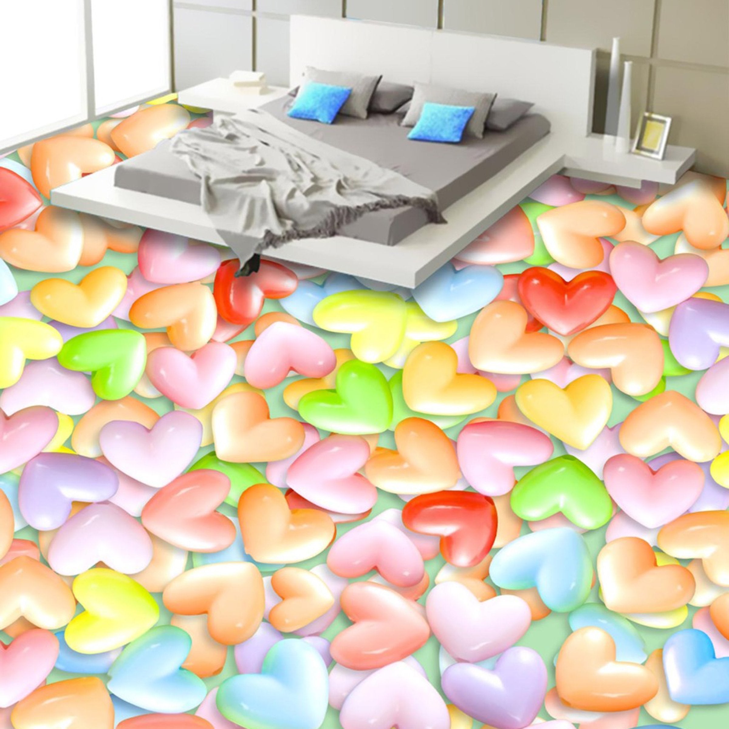 3D Colored Love WG301 Floor Mural Wallpaper AJ Wallpaper 2 