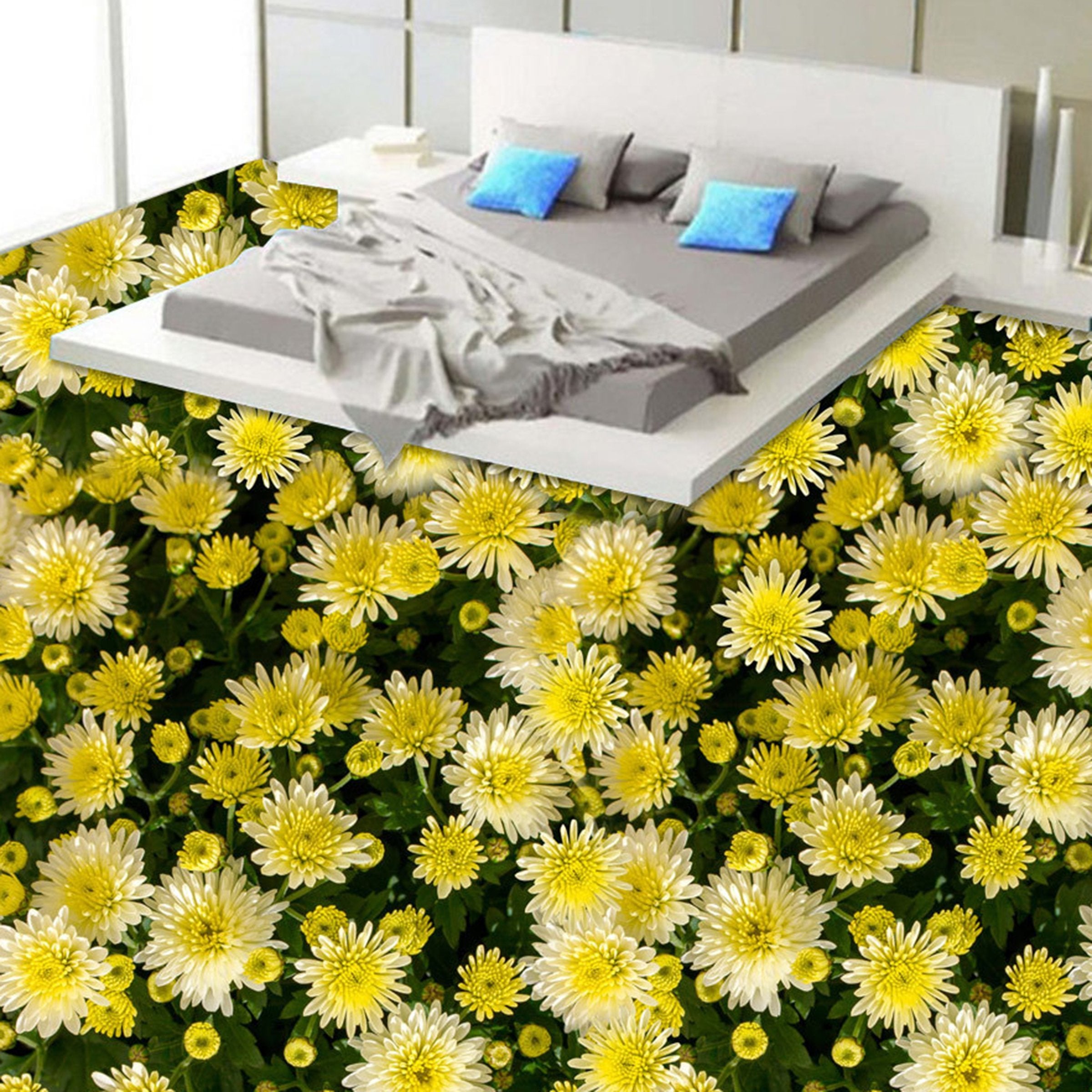 3D hrysanthemum WG454 Floor Mural Wallpaper AJ Wallpaper 2 