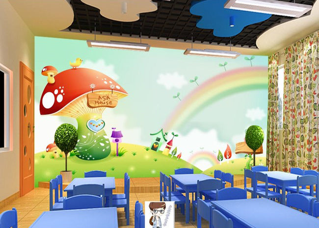 3D Rainbow Mushroom WG142 Wall Murals