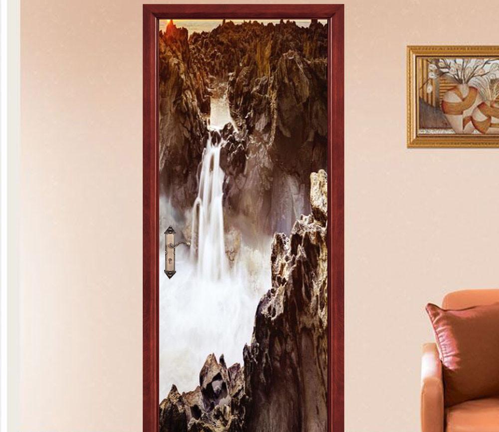 3D waterfall painting door mural Wallpaper AJ Wallpaper 