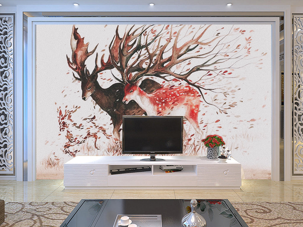 3D Sika Deer Leave WG325 Wall Murals