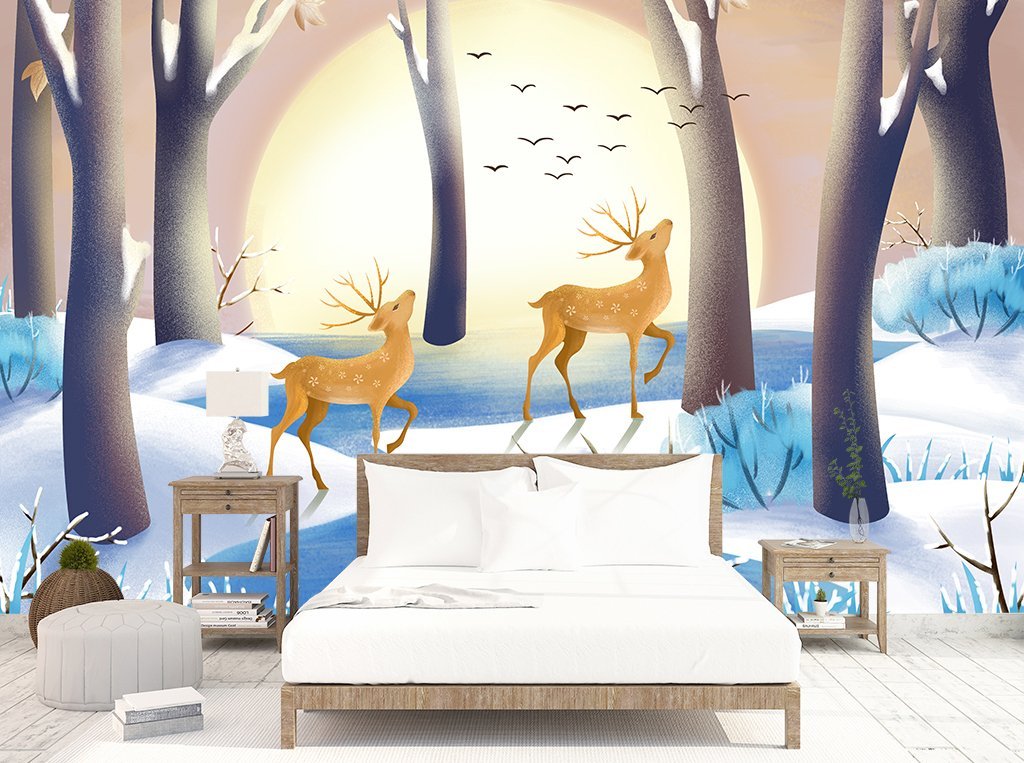 3D Deer Forest 595 Wall Murals Wallpaper AJ Wallpaper 2 