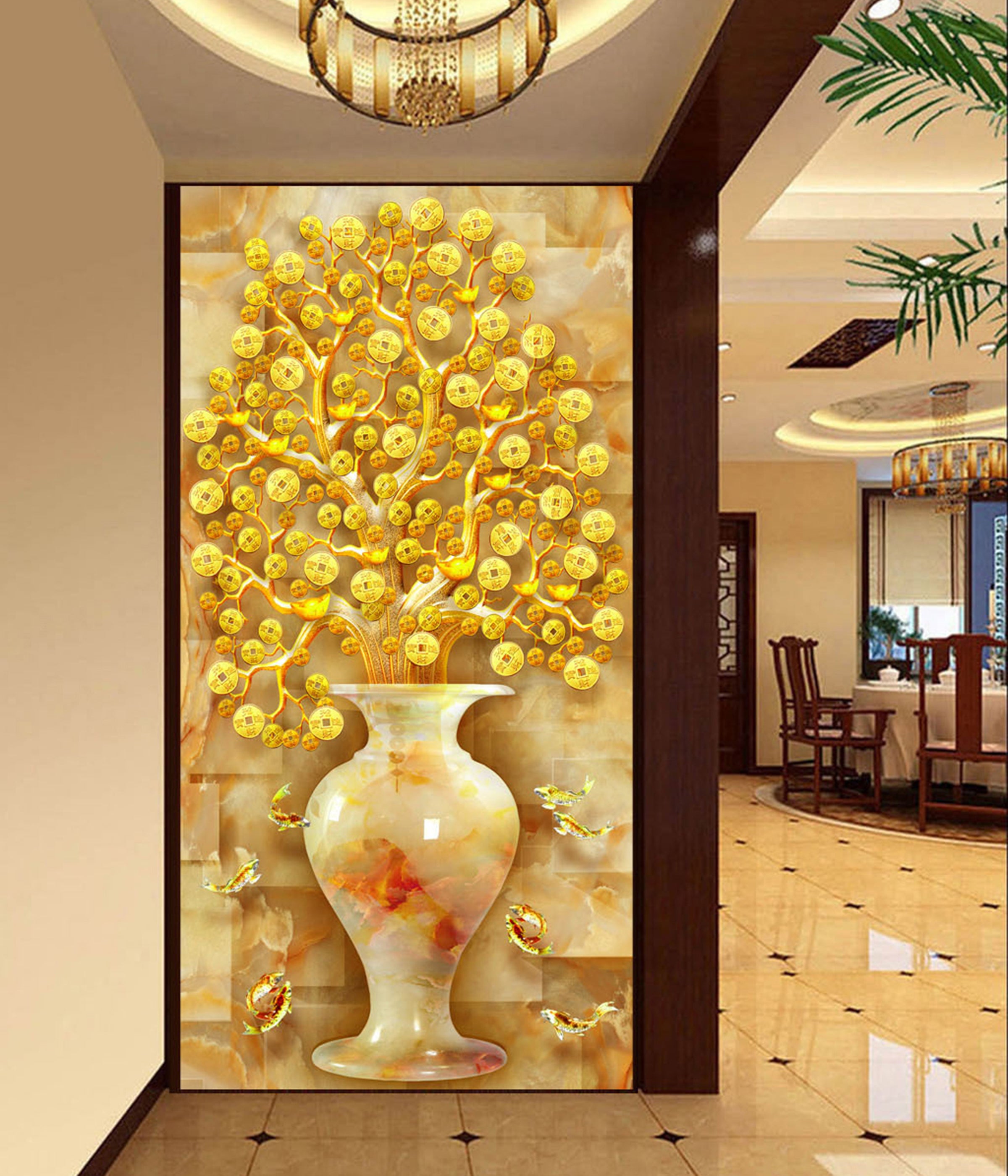 3D Copper Flower WG010 Wall Murals