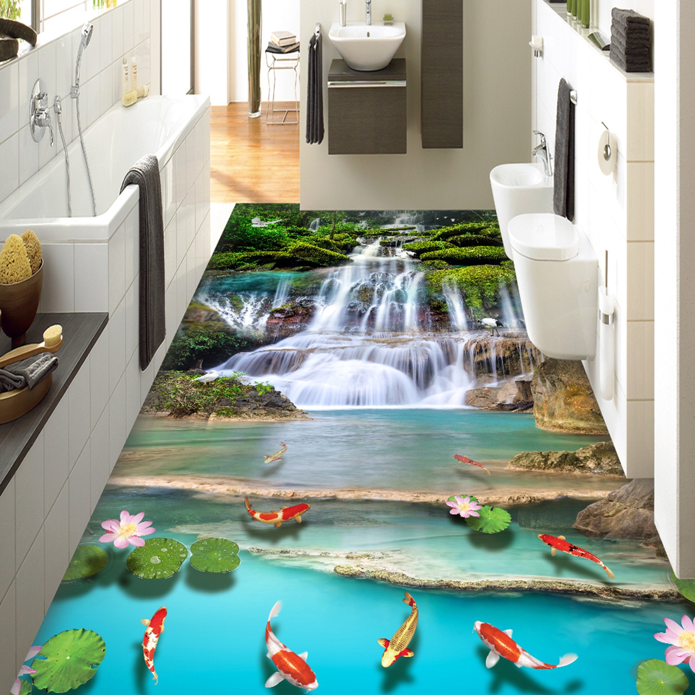 3D High Mountain Water WG512 Floor Mural Wallpaper AJ Wallpaper 2 