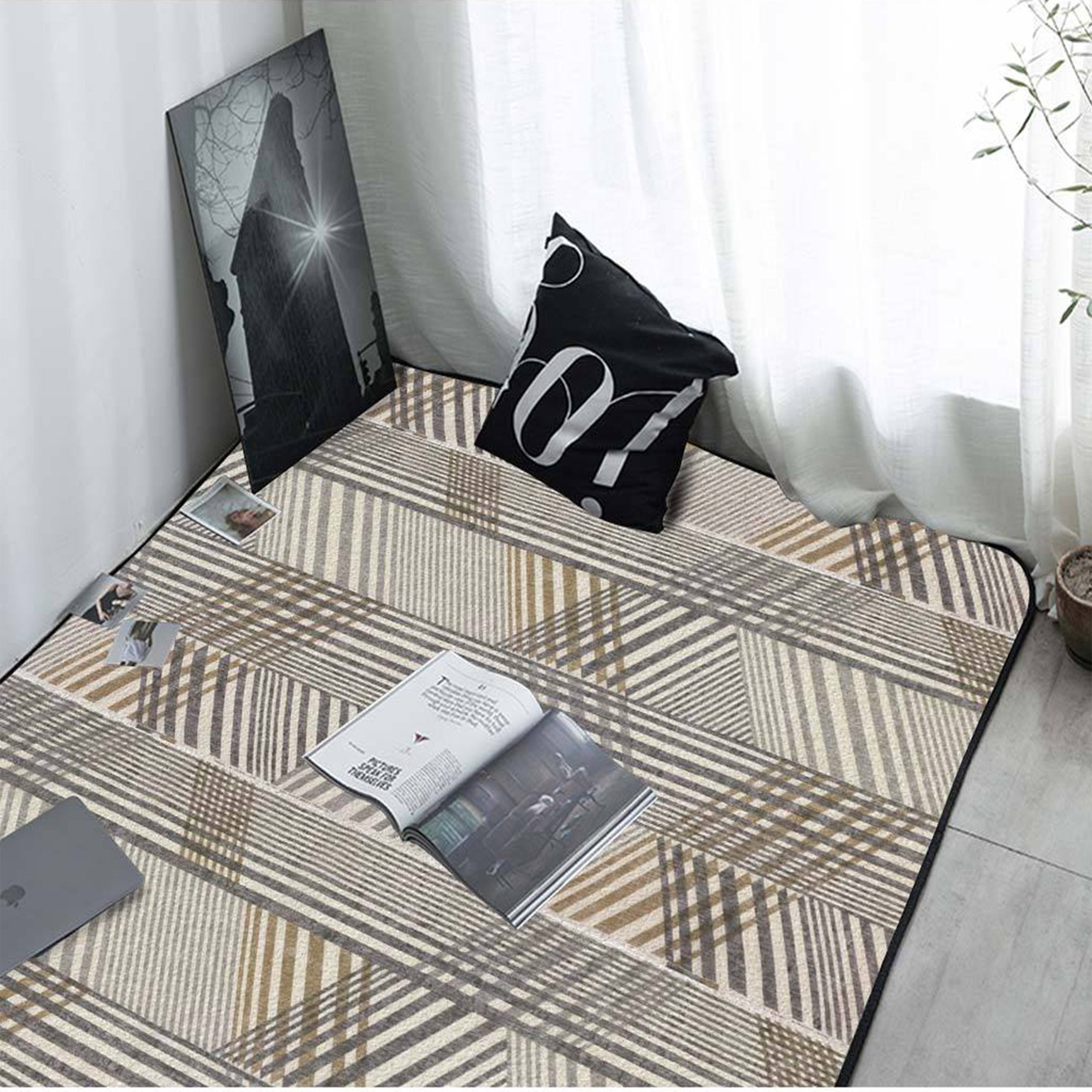 3D Gray Stripe WG160 Non Slip Rug Mat Mat AJ Creativity Home 