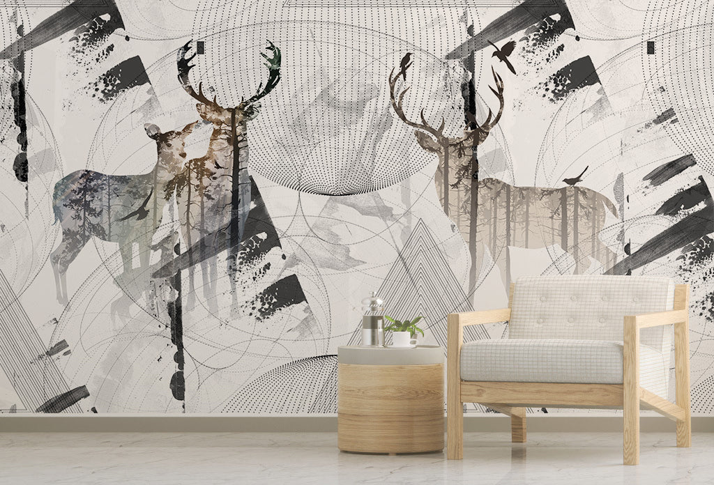 3D Pattern Deer WG114 Wall Murals