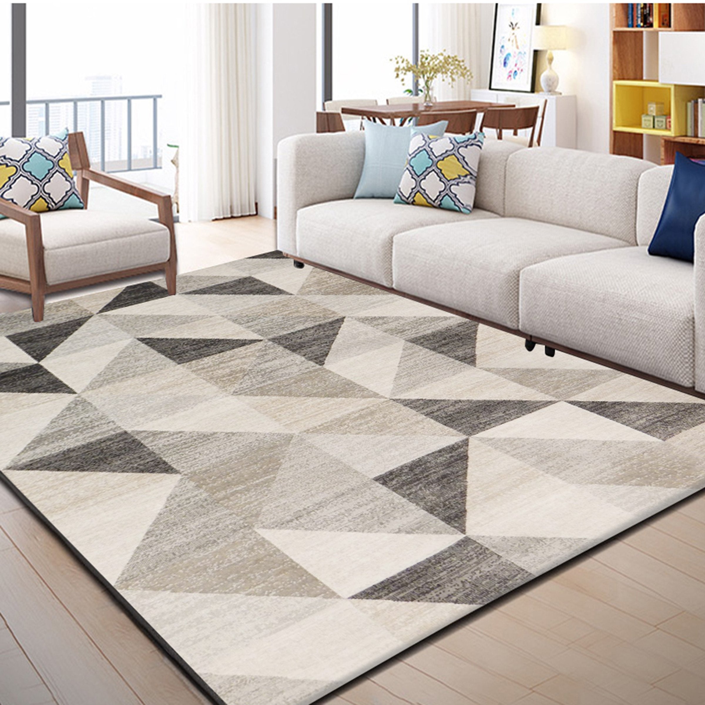 3D Colored Triangles WG024 Non Slip Rug Mat Mat AJ Creativity Home 