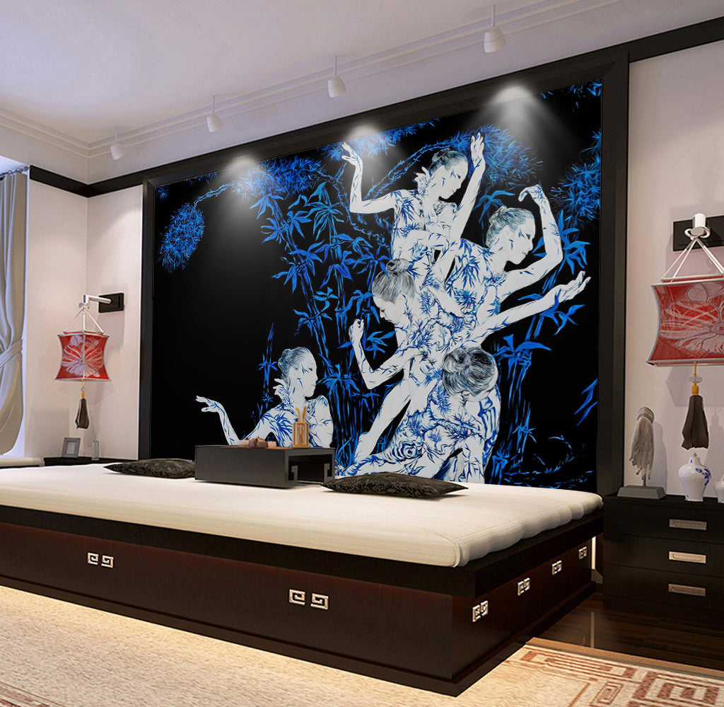 3D Woman Bamboo WG121 Wall Murals