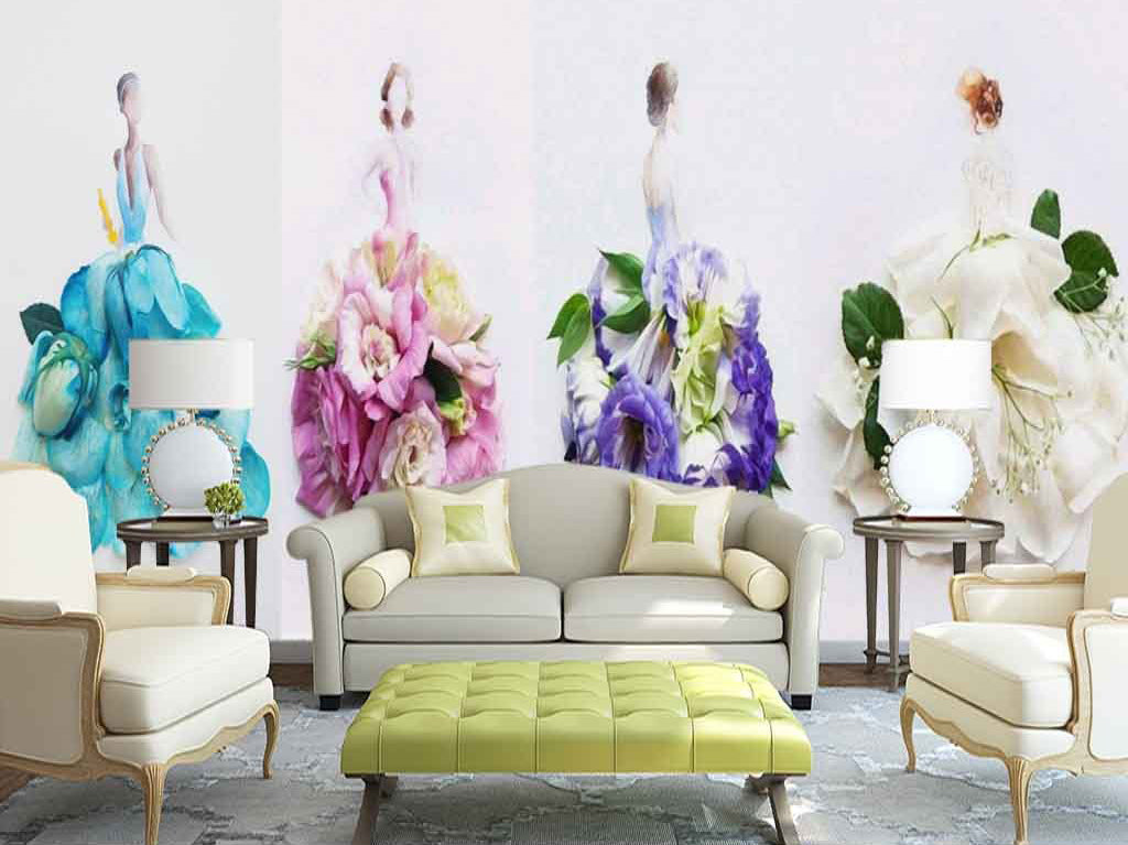 3D Flower Dress WG074 Wall Murals