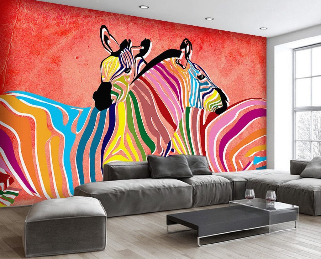 3D Color Zebra 398 Wall Murals Wallpaper AJ Wallpaper 2 