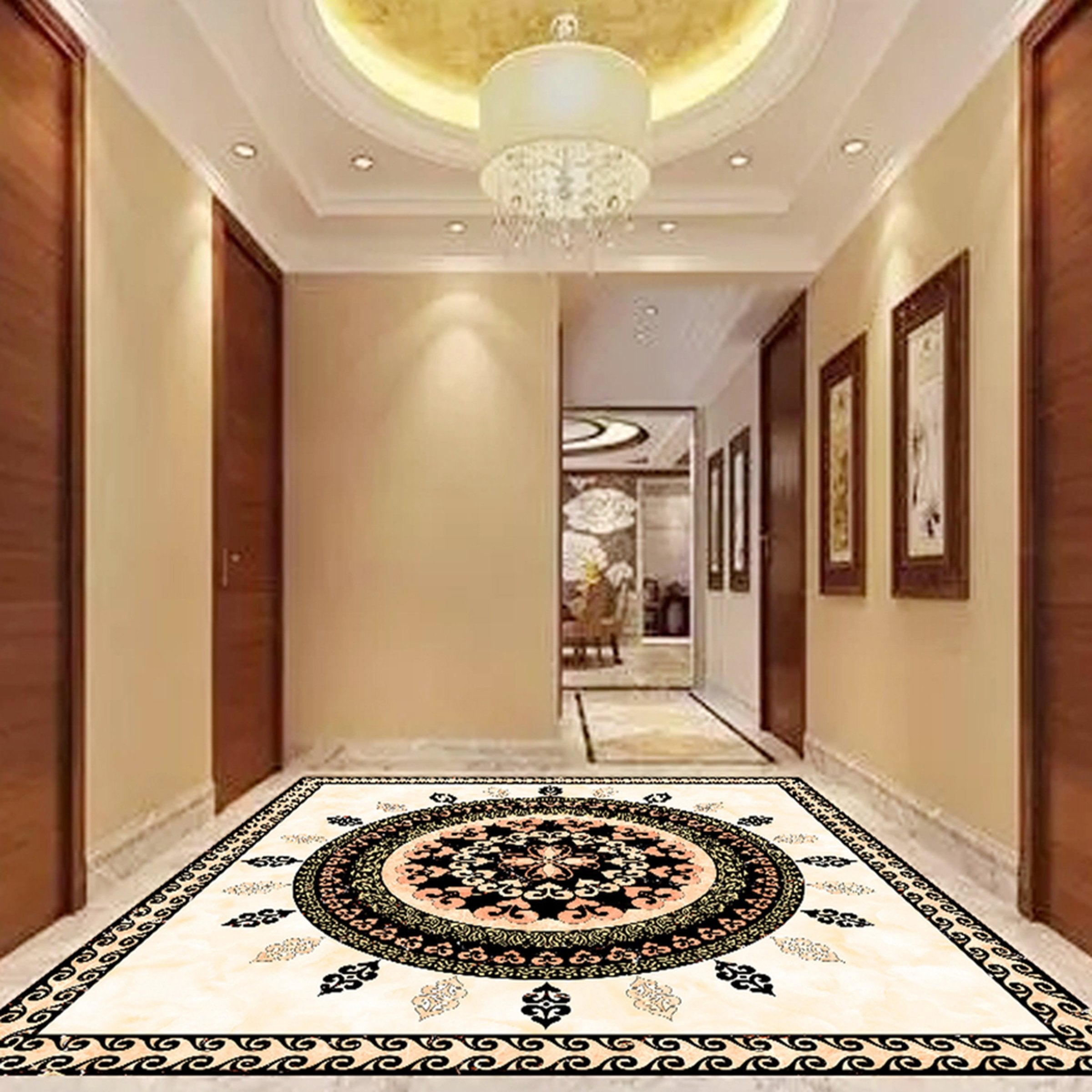 3D Black Pattern WG687 Floor Mural Wallpaper AJ Wallpaper 2 