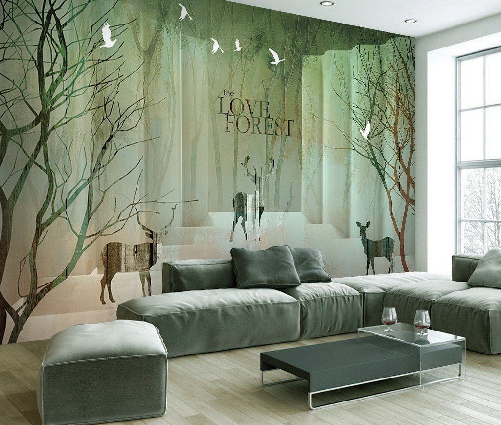 3D Deer Forest 572 Wall Murals Wallpaper AJ Wallpaper 2 