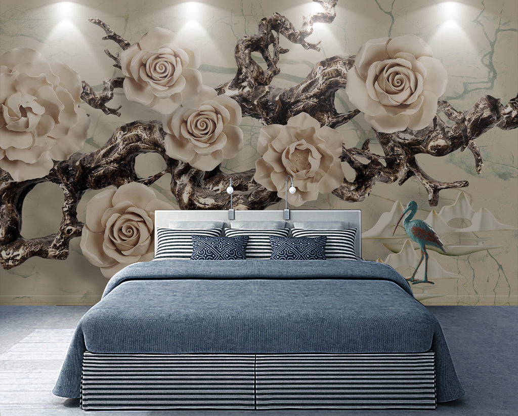 3D White Flower WG023 Wall Murals