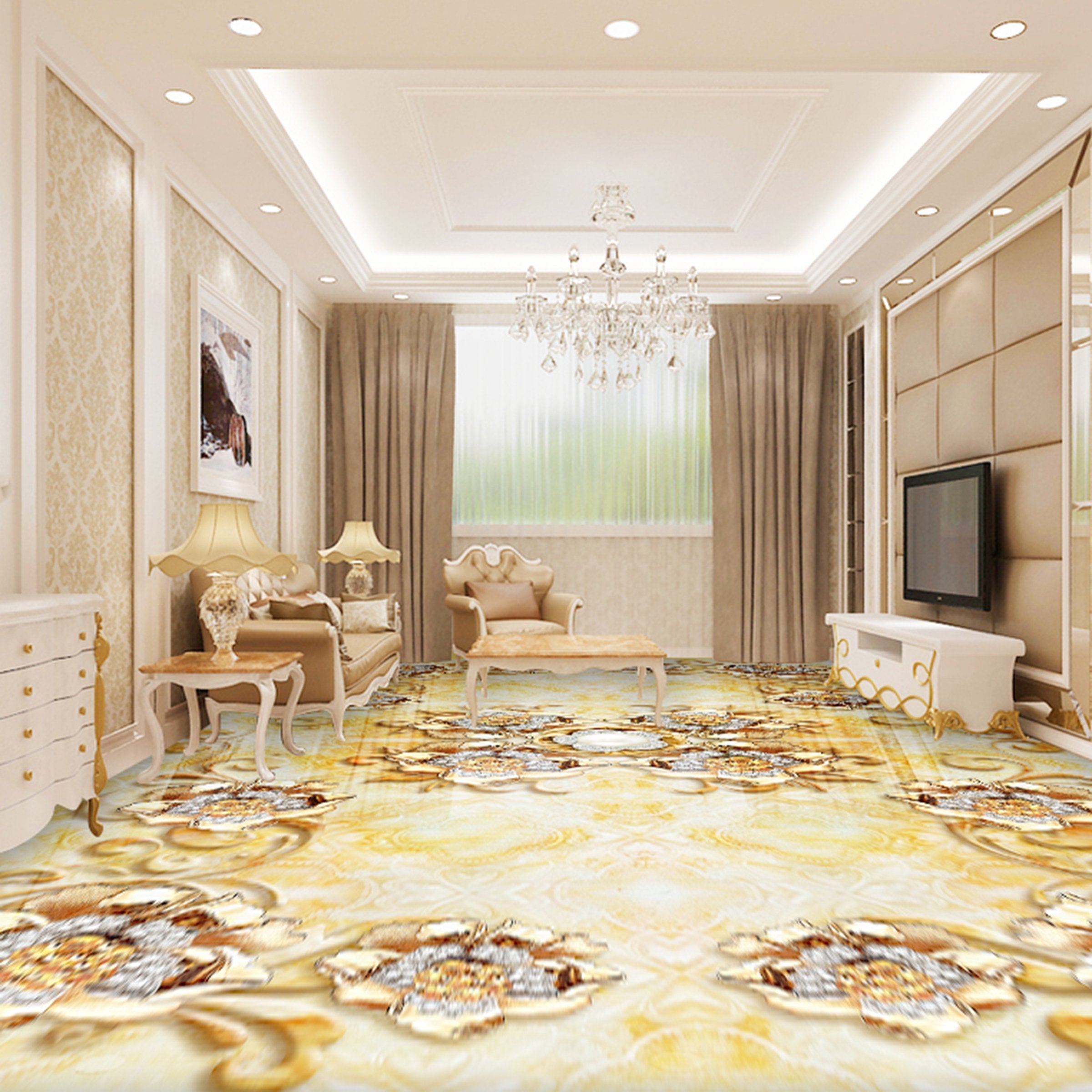 3D Diamond Flower WG518 Floor Mural Wallpaper AJ Wallpaper 2 