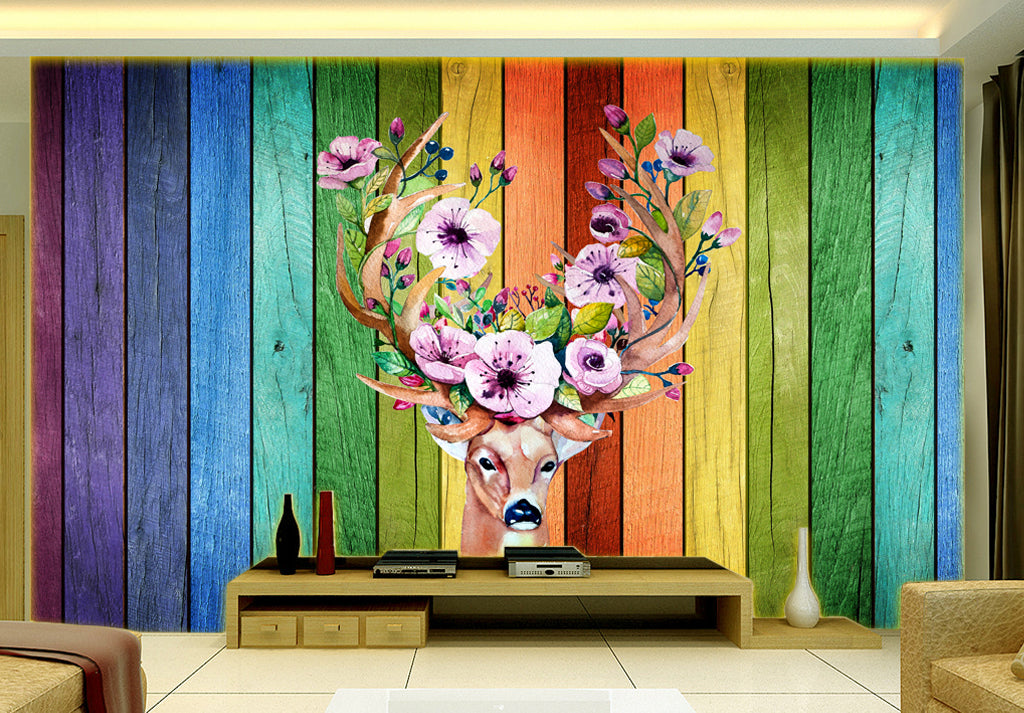 3D Colored Wood WG205 Wall Murals