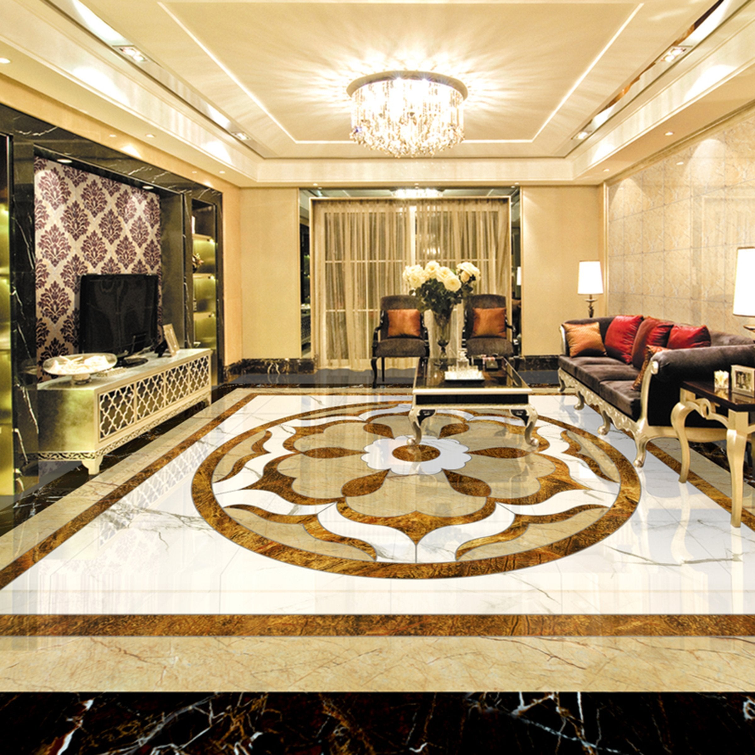 3D Round Marble Pattern WG348 Floor Mural Wallpaper AJ Wallpaper 2 