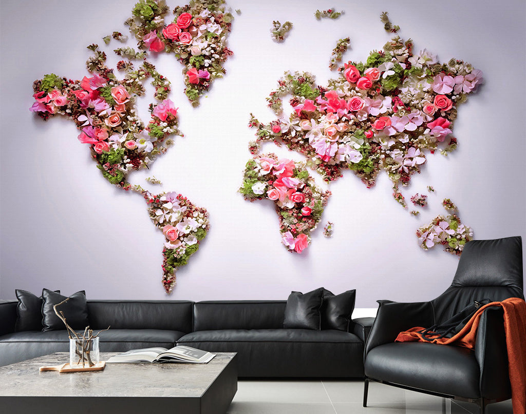 3D Flower Map WG080 Wall Murals