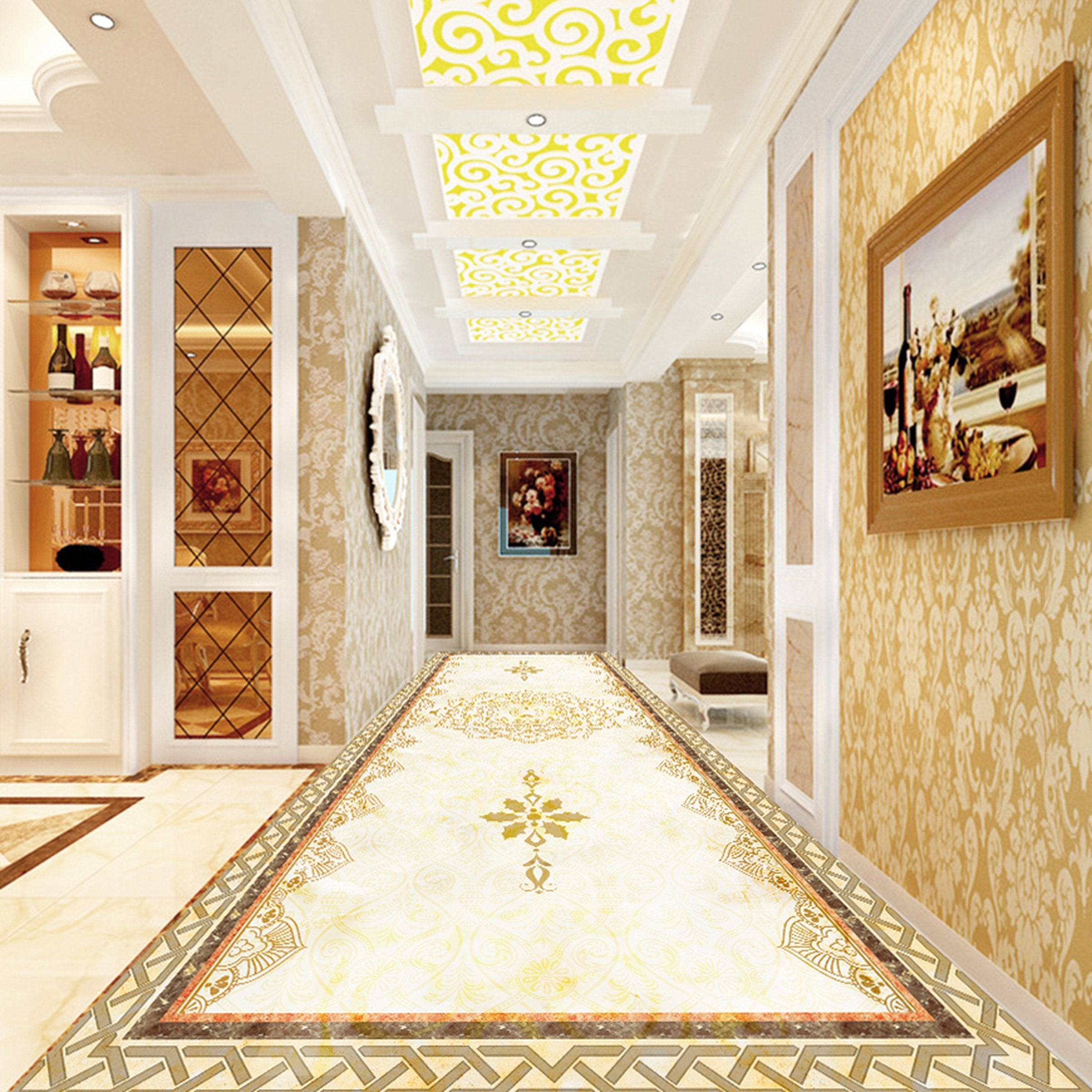 3D Golden Marble Pattern WG505 Floor Mural Wallpaper AJ Wallpaper 2 