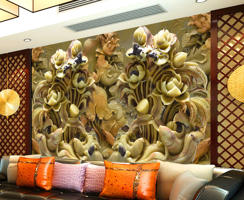 3D Jade Carving WG373 Wall Murals