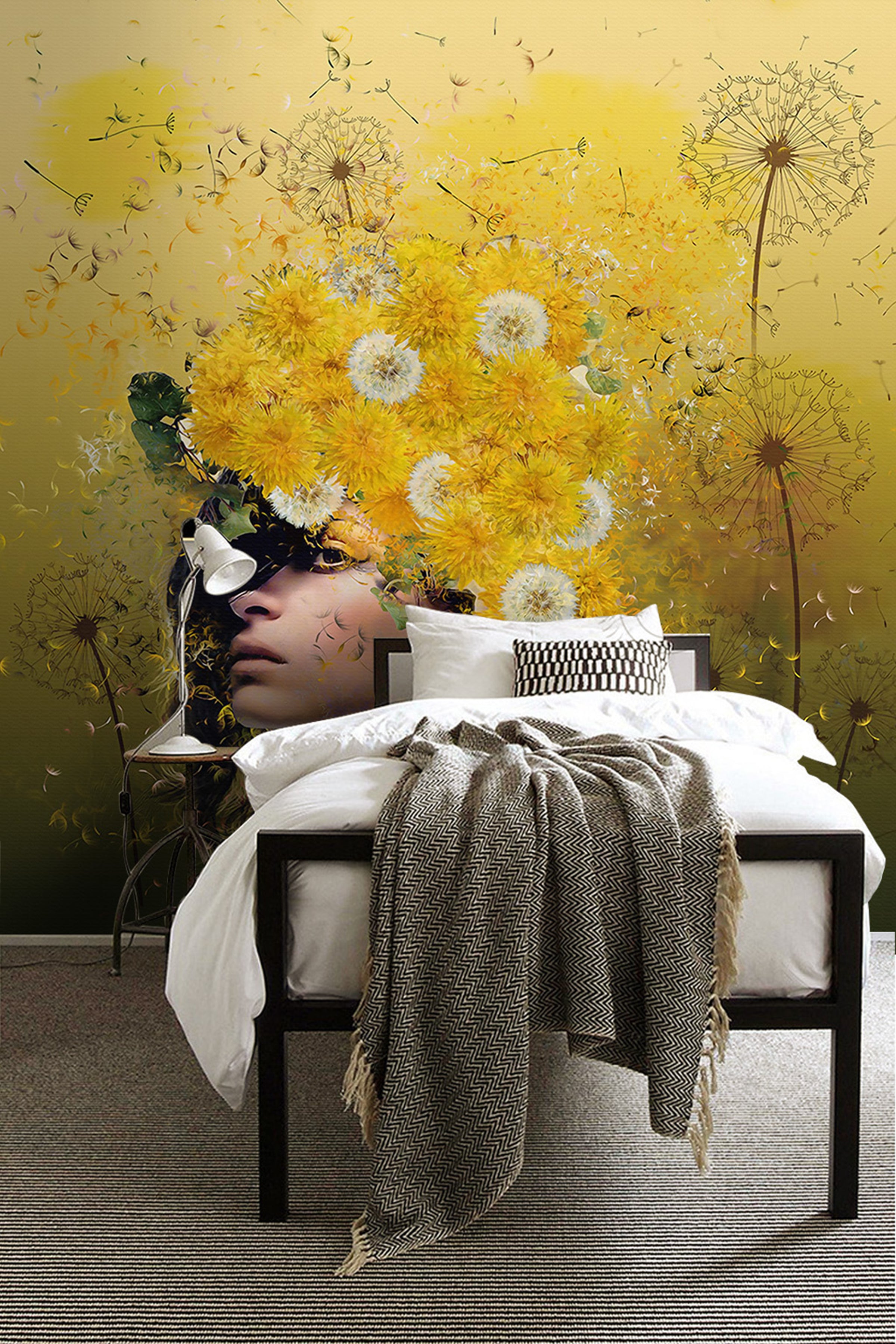 3D Woman Dandelion WG024 Wall Murals