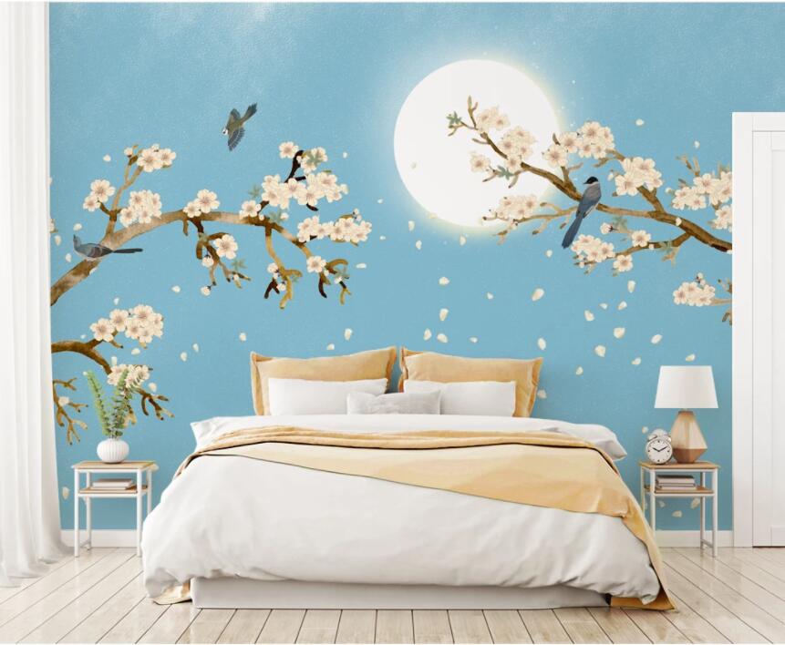 3D Moon Plum Petals WC1971 Wall Murals