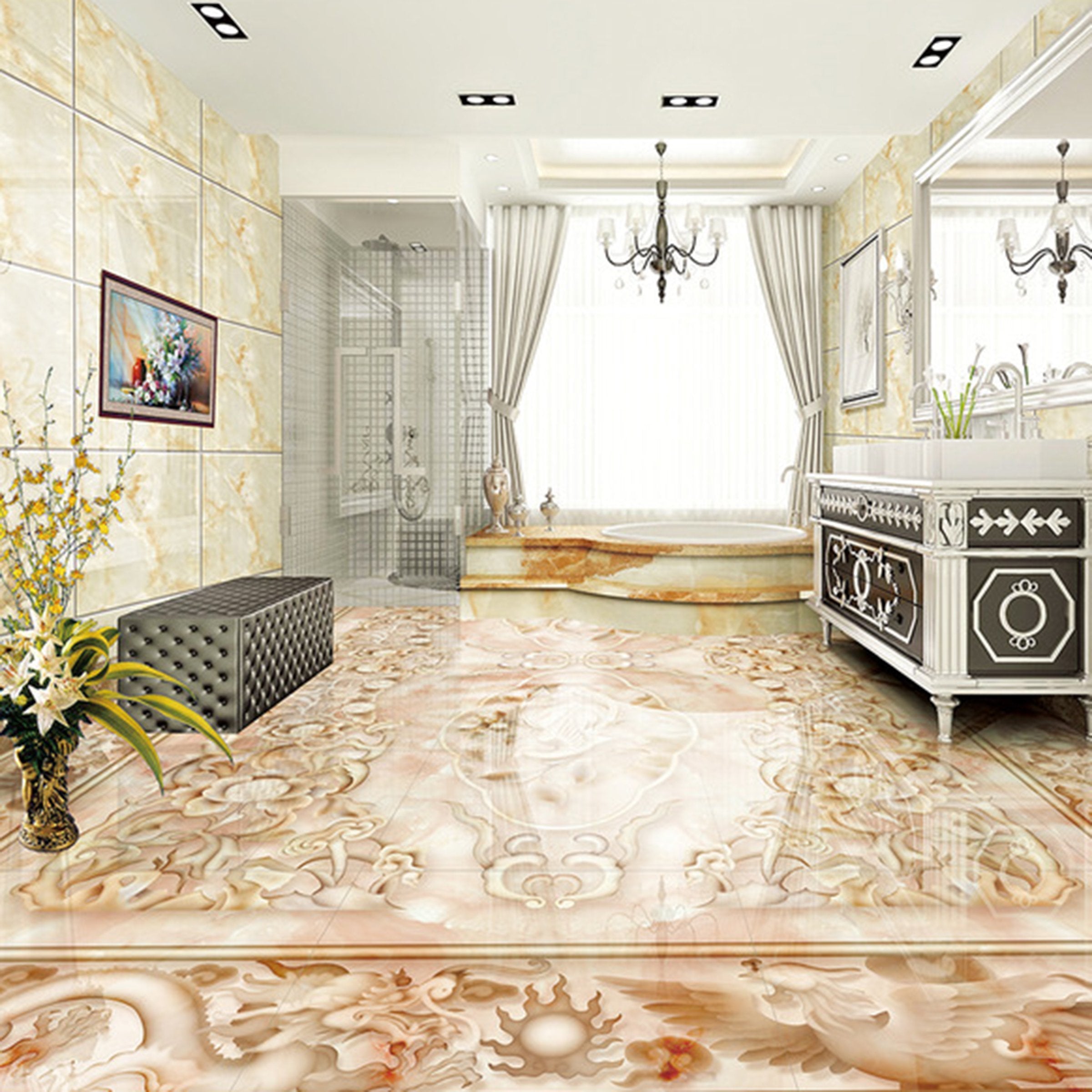 3D Marble Pattern WG275 Floor Mural Wallpaper AJ Wallpaper 2 