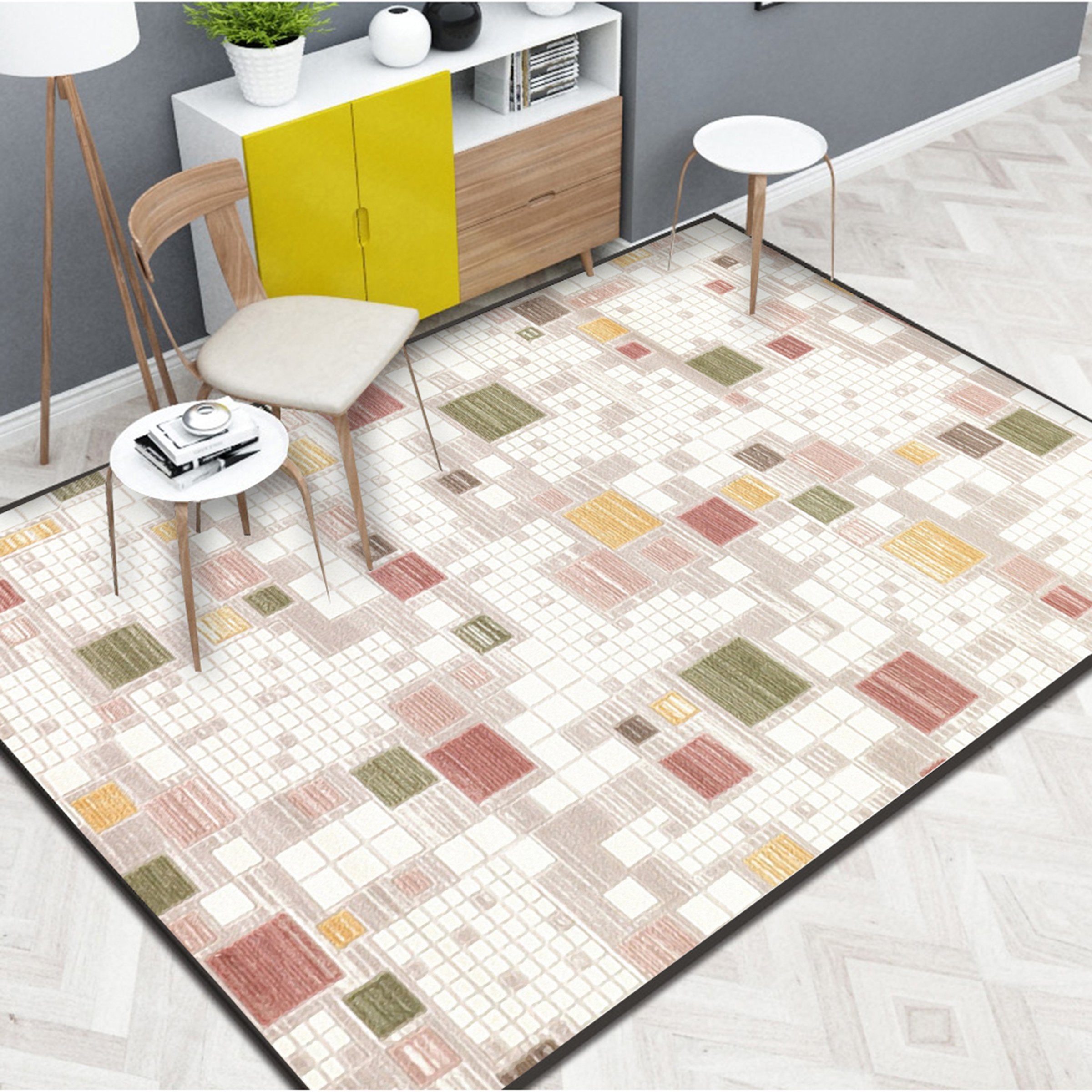 3D Modern Colored Square WG037 Non Slip Rug Mat Mat AJ Creativity Home 