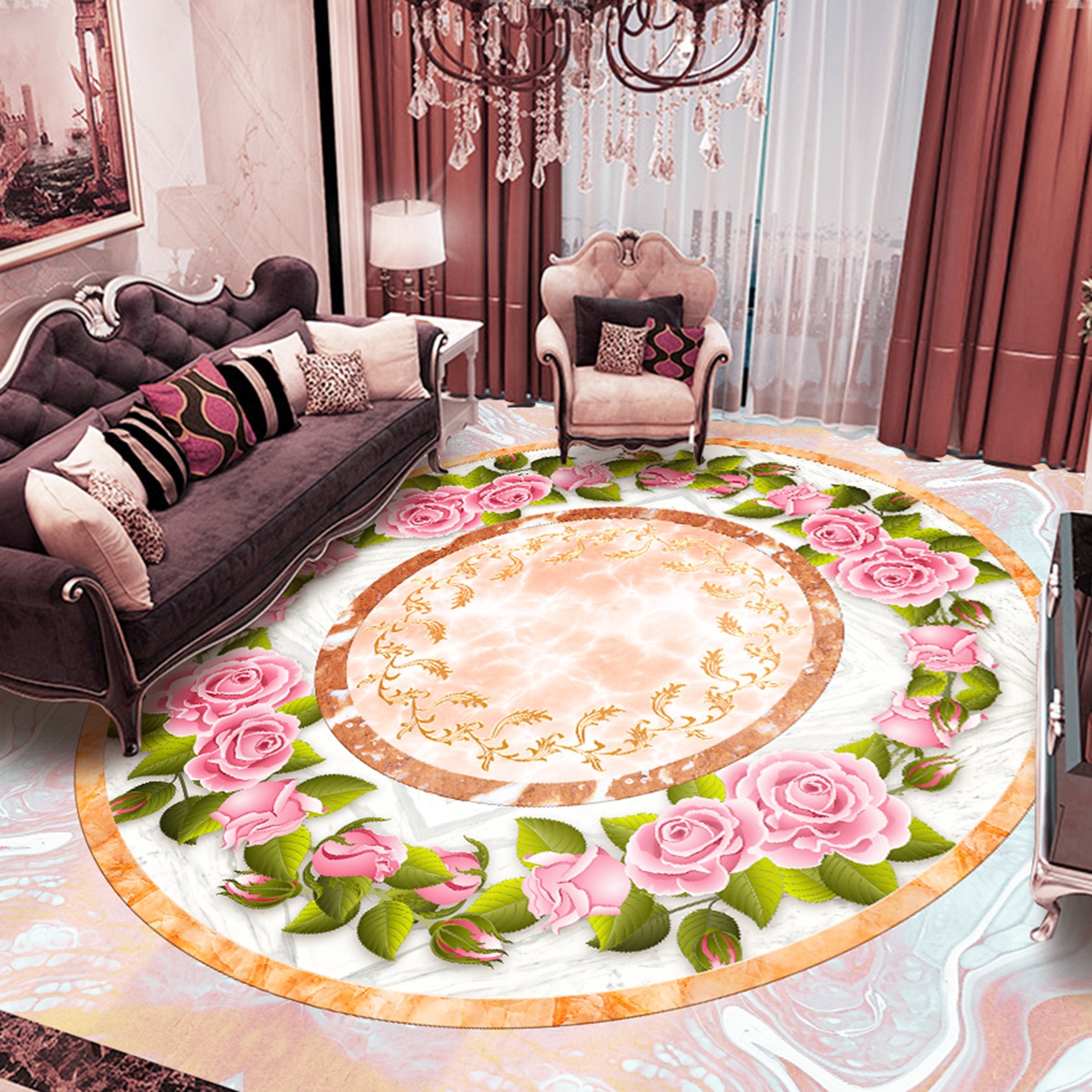 3D Pink Rose WG689 Floor Mural Wallpaper AJ Wallpaper 2 