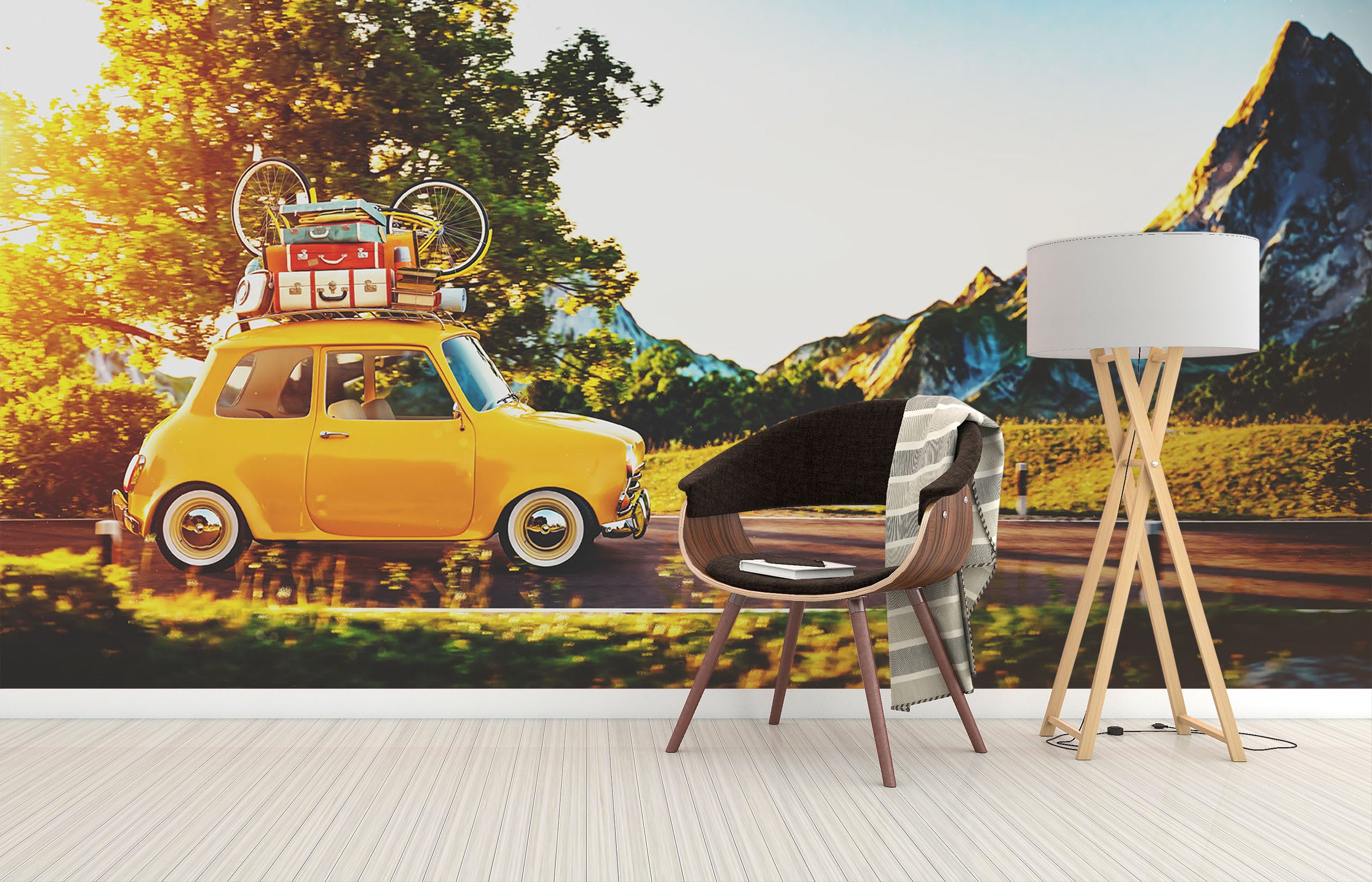 3D Self Driving Luggag 333 Vehicle Wall Murals