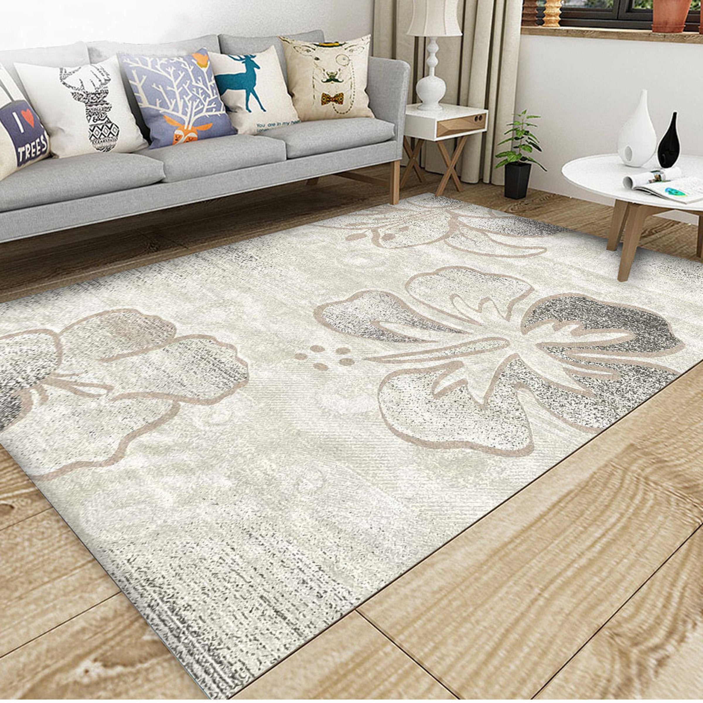 3D Gray Flowers WG194 Non Slip Rug Mat Mat AJ Creativity Home 