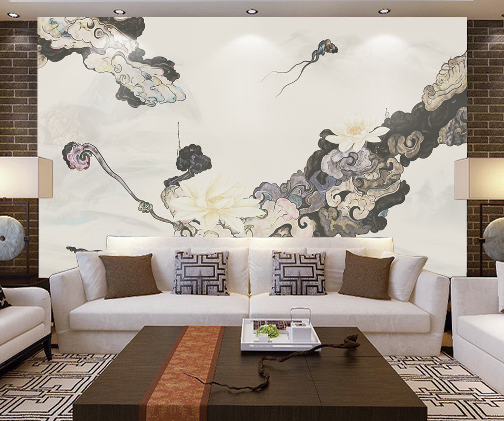 3D Lotus Cloud WG203 Wall Murals