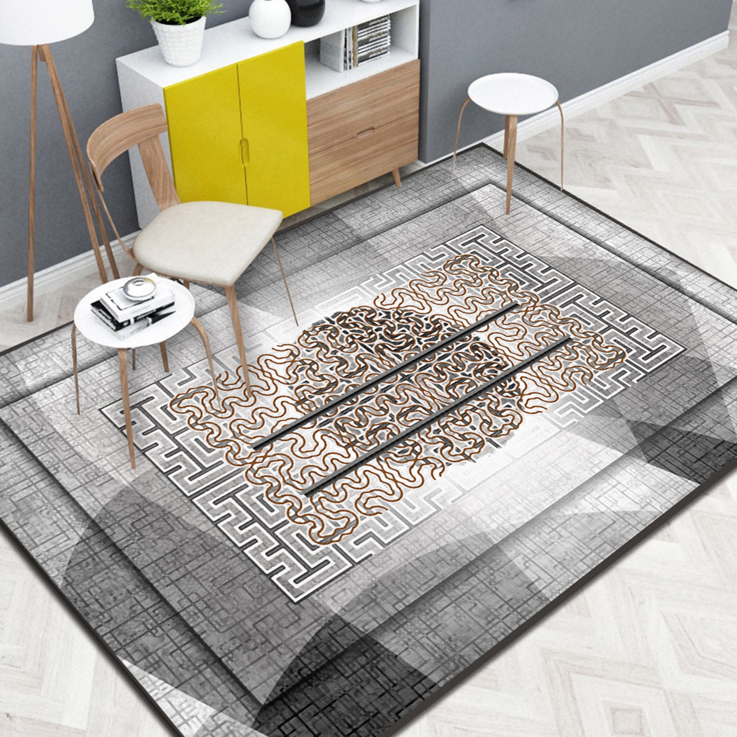 3D Gray Stripe WG094 Non Slip Rug Mat Mat AJ Creativity Home 