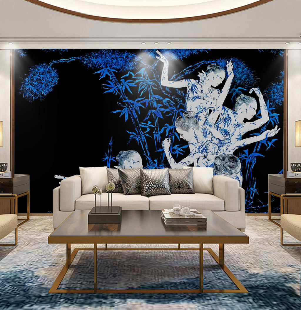 3D Woman Bamboo WG121 Wall Murals