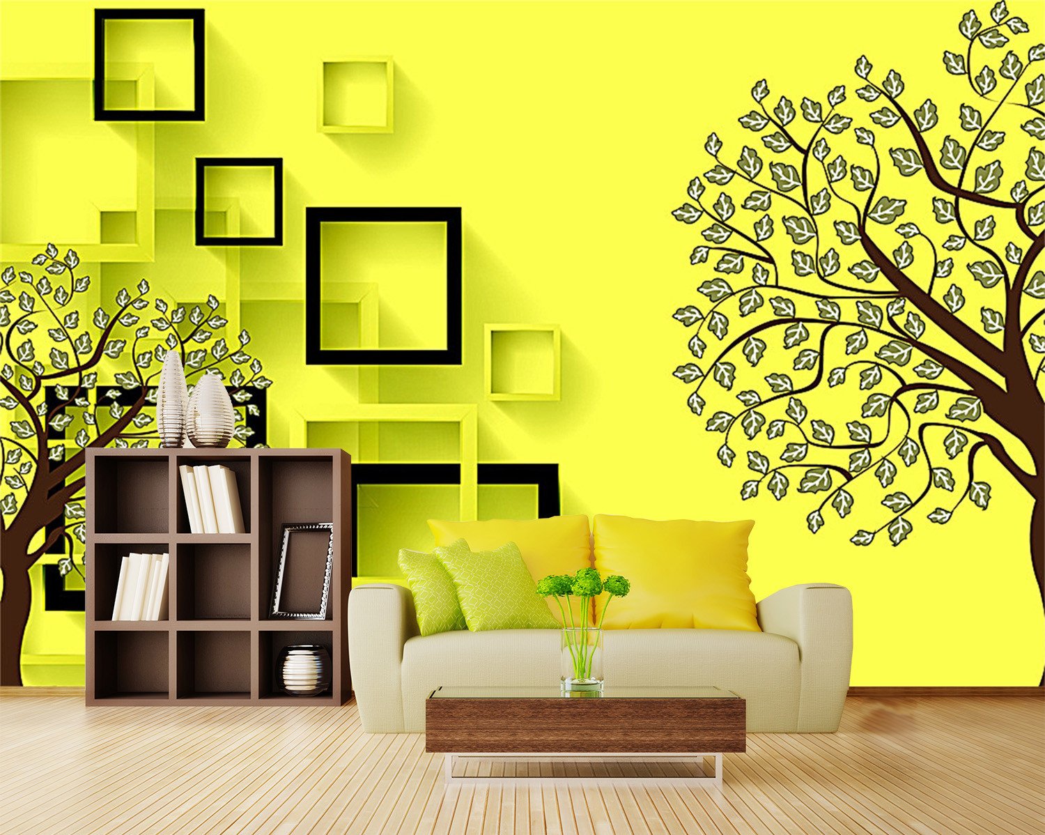 3D Yellow Tree Pattern 230 Wallpaper AJ Wallpaper 