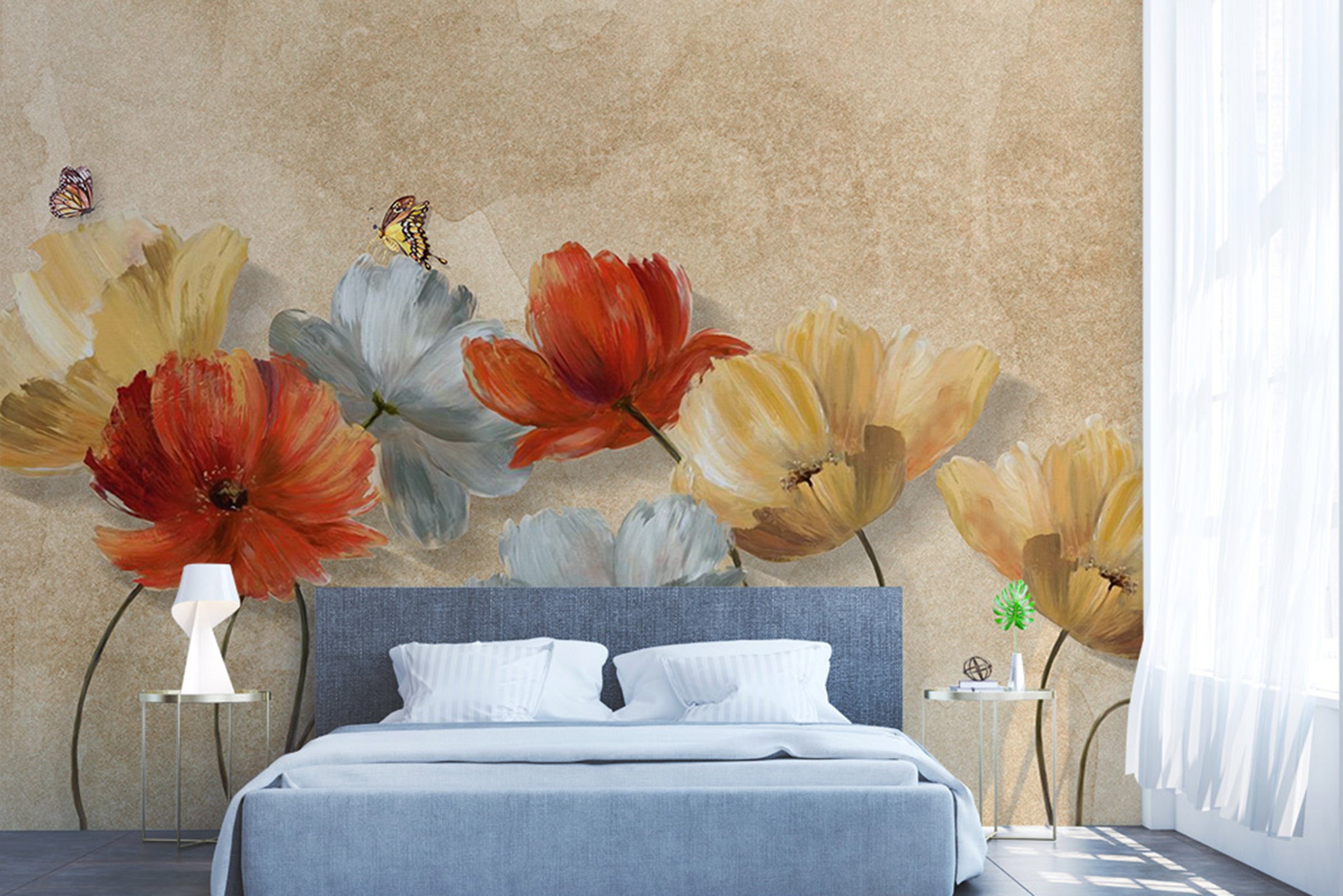 3D Flower Butterfly WG202 Wall Murals