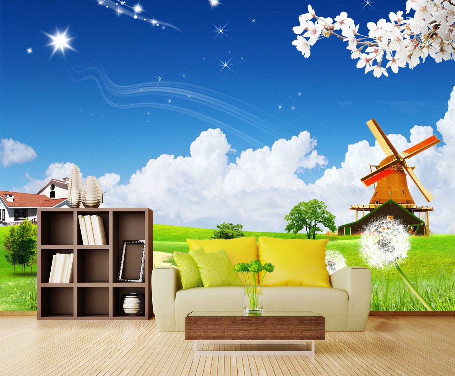 3D Windmill Sky Blue 57 Wallpaper AJ Wallpaper 