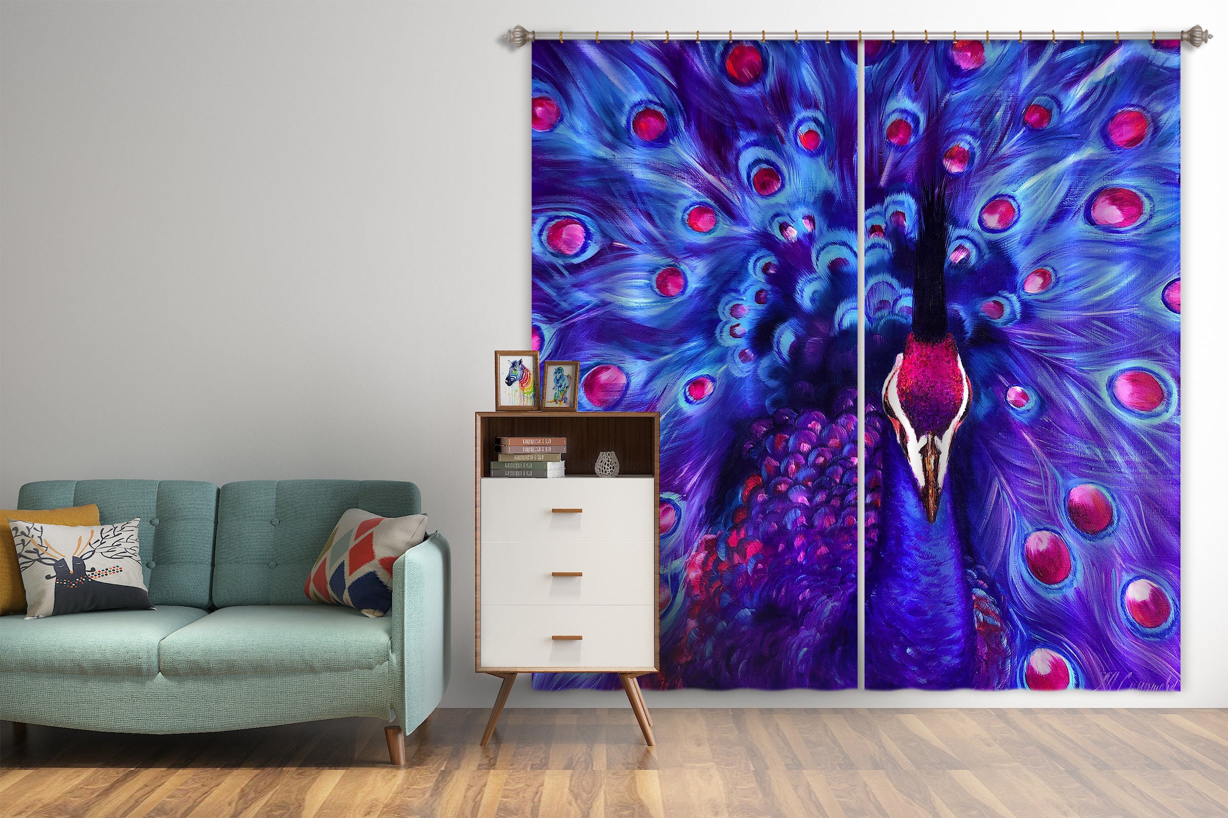 3D Purple Peacock 398 Skromova Marina Curtain Curtains Drapes