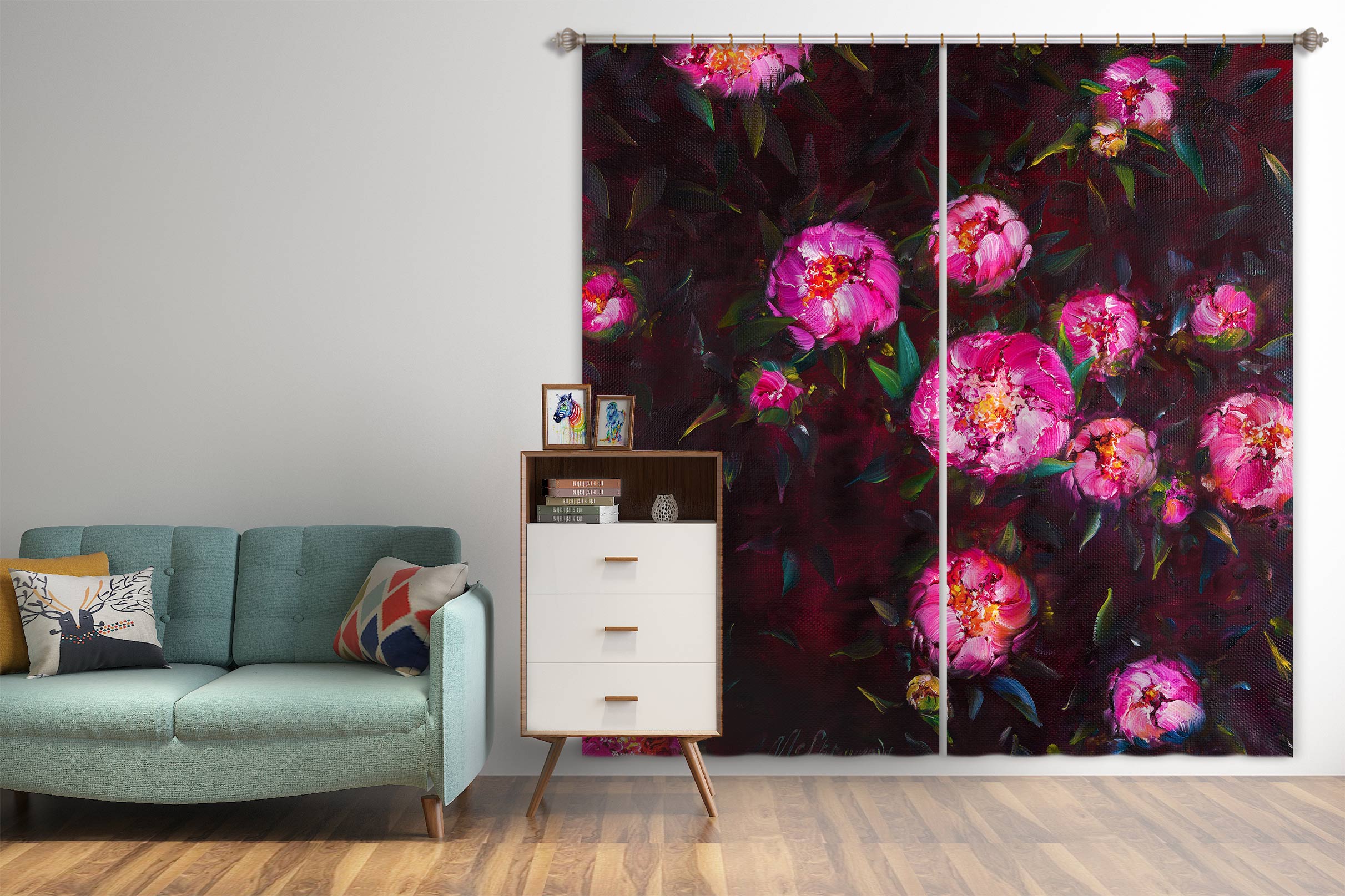 3D Bright Roses 332 Skromova Marina Curtain Curtains Drapes