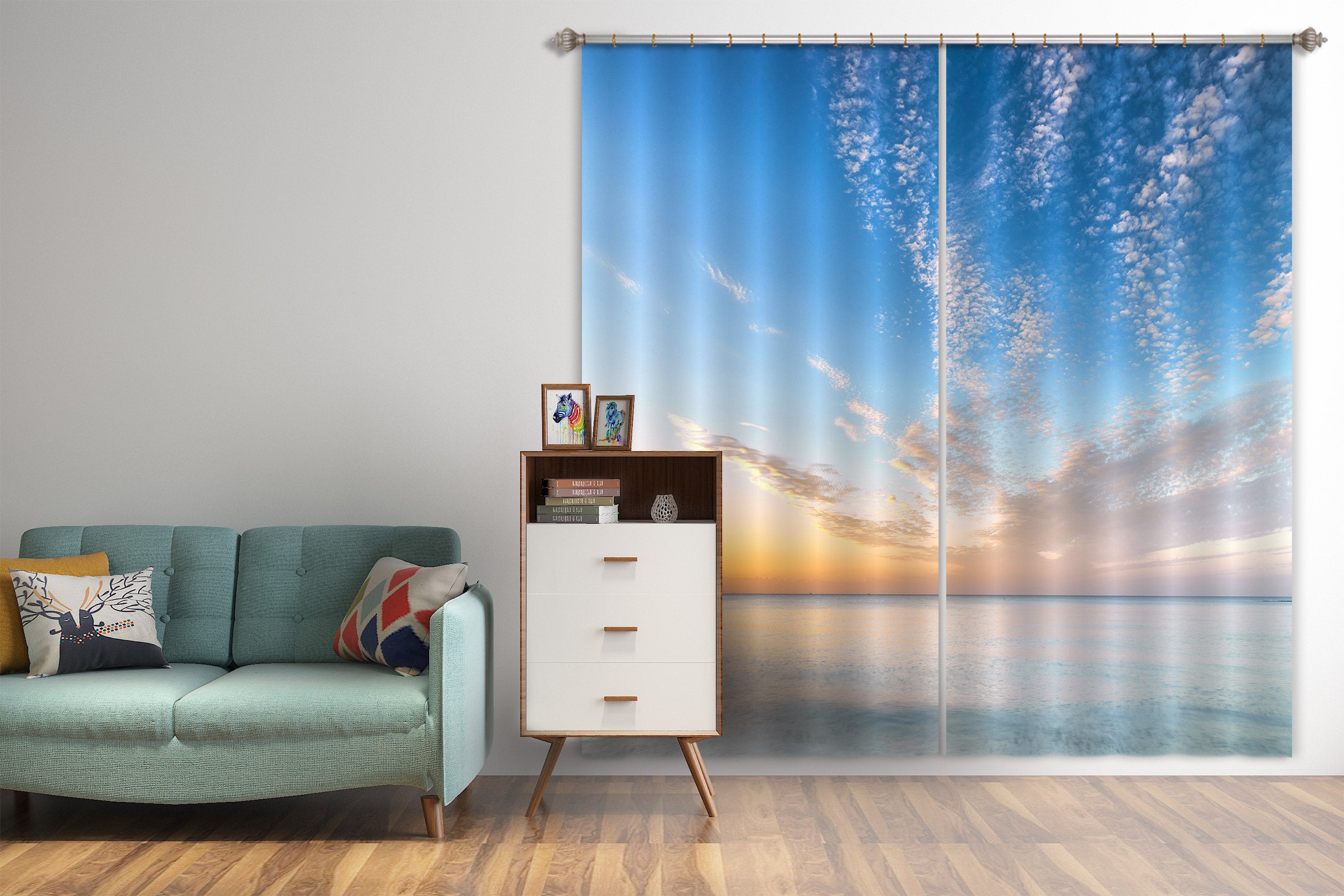 3D Sunset Sea 022 Assaf Frank Curtain Curtains Drapes