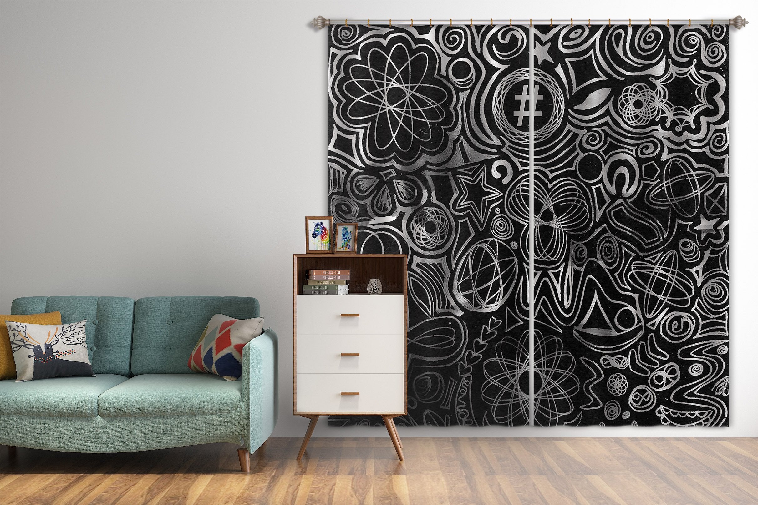 3D Black Pattern 049 Shandra Smith Curtain Curtains Drapes Wallpaper AJ Wallpaper 