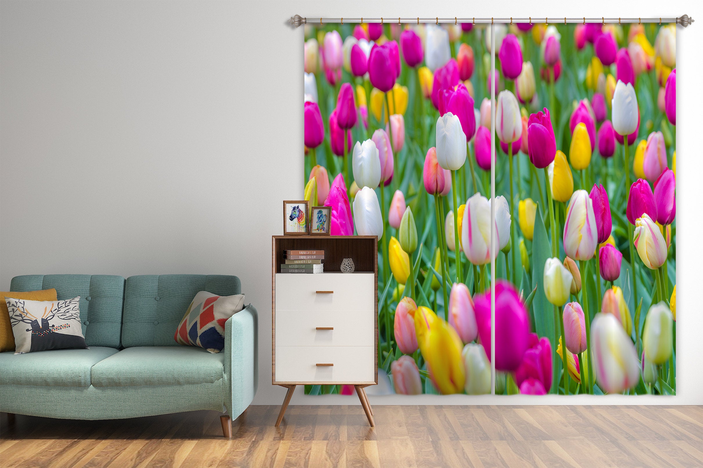 3D Beautiful Tulip 6601 Assaf Frank Curtain Curtains Drapes