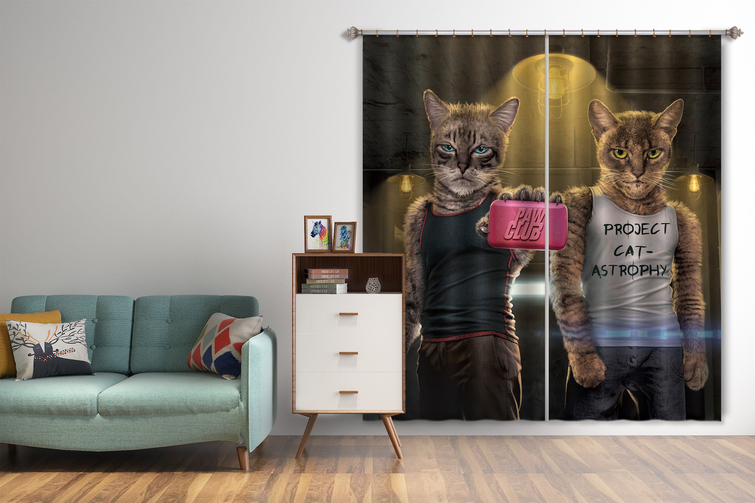 3D Paw Club 057 Vincent Hie Curtain Curtains Drapes