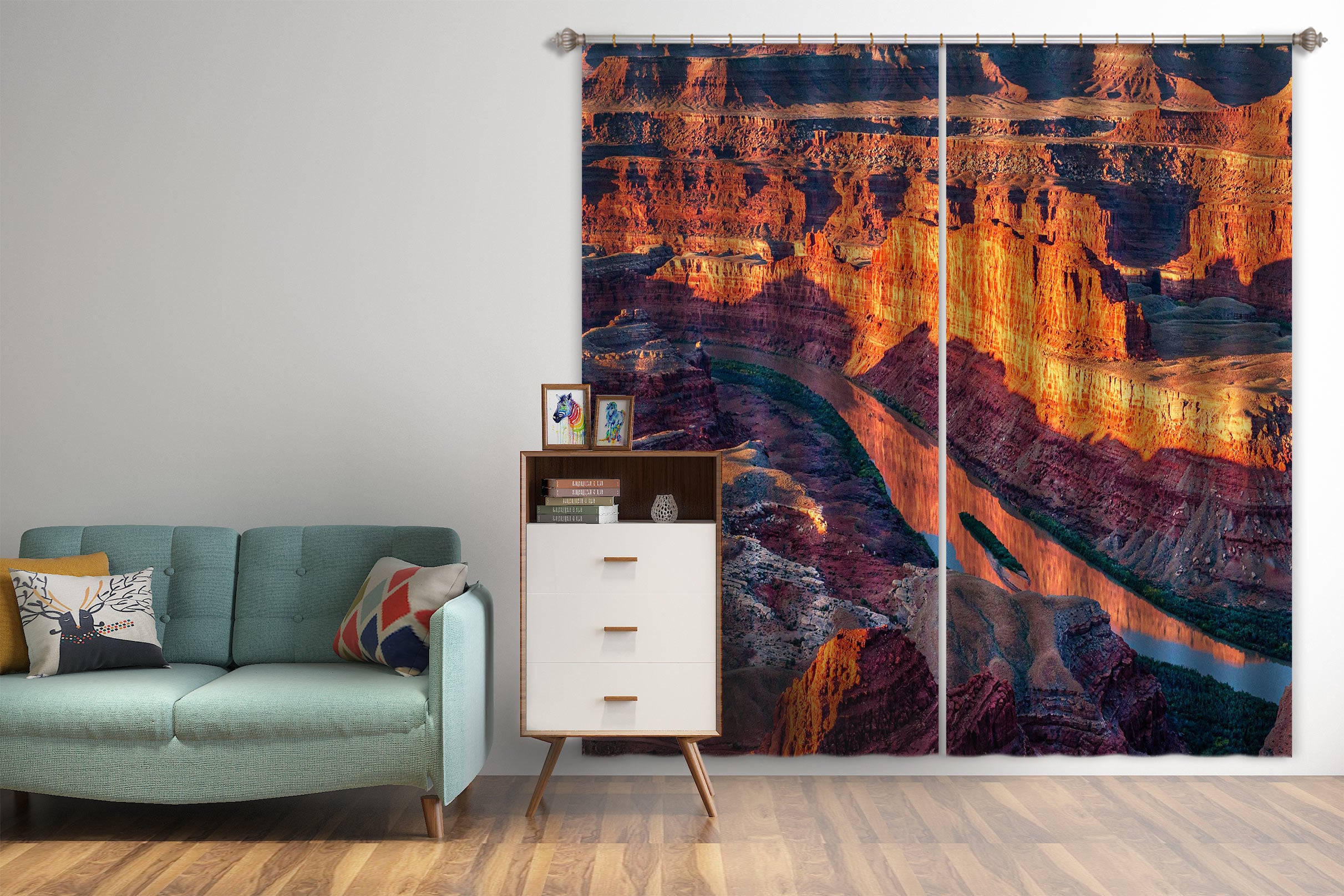 3D Mountain River 5315 Beth Sheridan Curtain Curtains Drapes