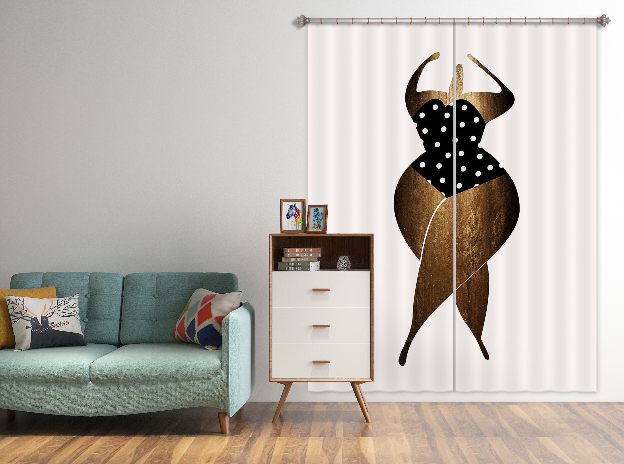 3D Woman Dancing 1031 Boris Draschoff Curtain Curtains Drapes