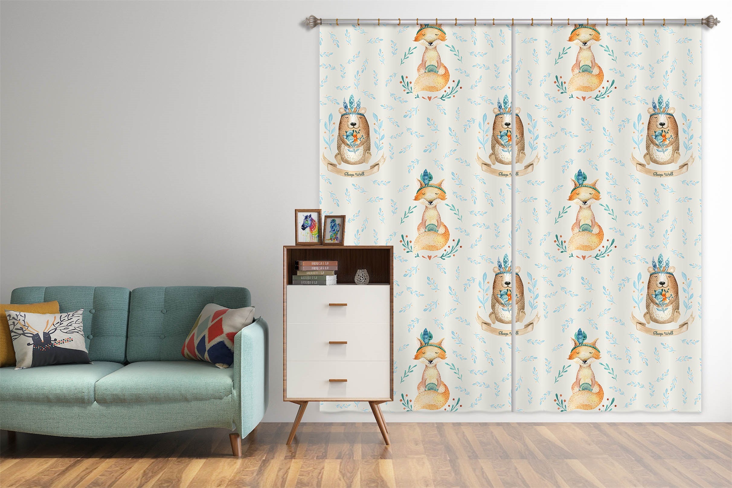 3D Bear Fox 121 Uta Naumann Curtain Curtains Drapes