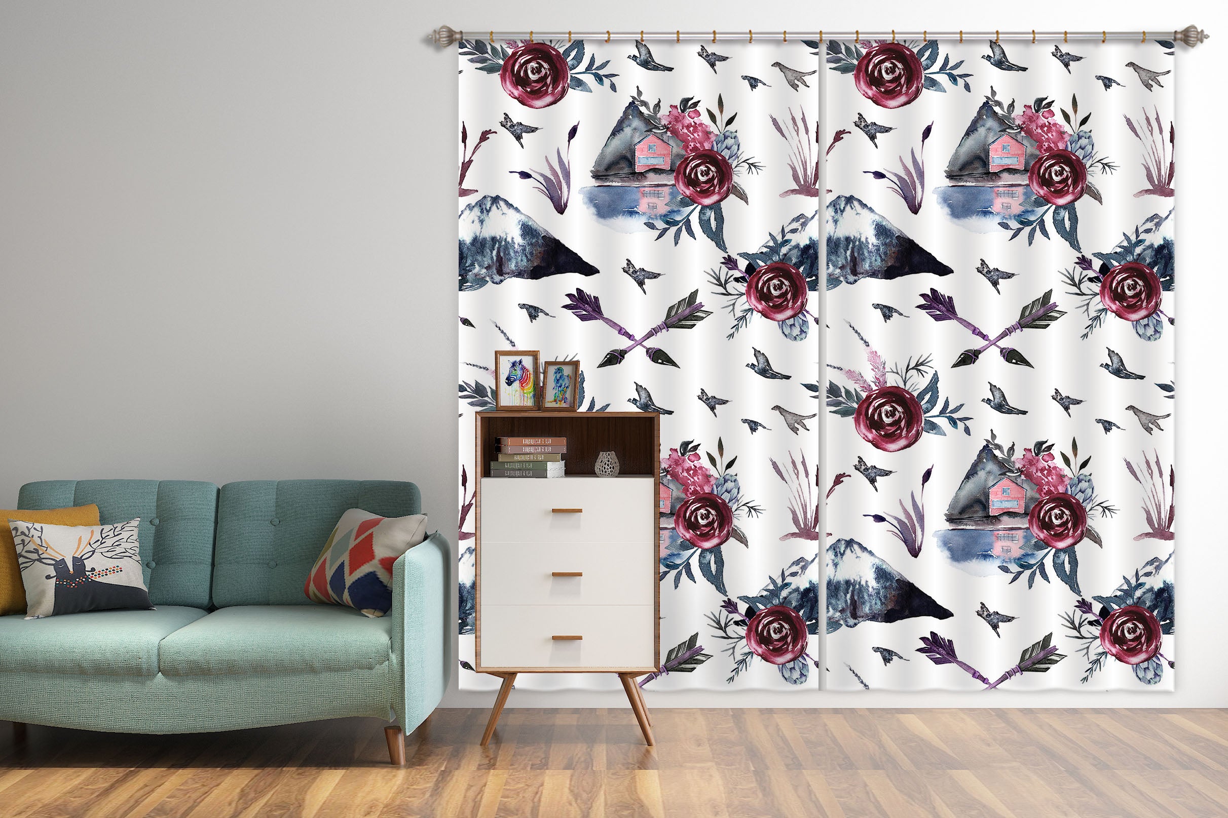 3D Rose Mountain 236 Uta Naumann Curtain Curtains Drapes