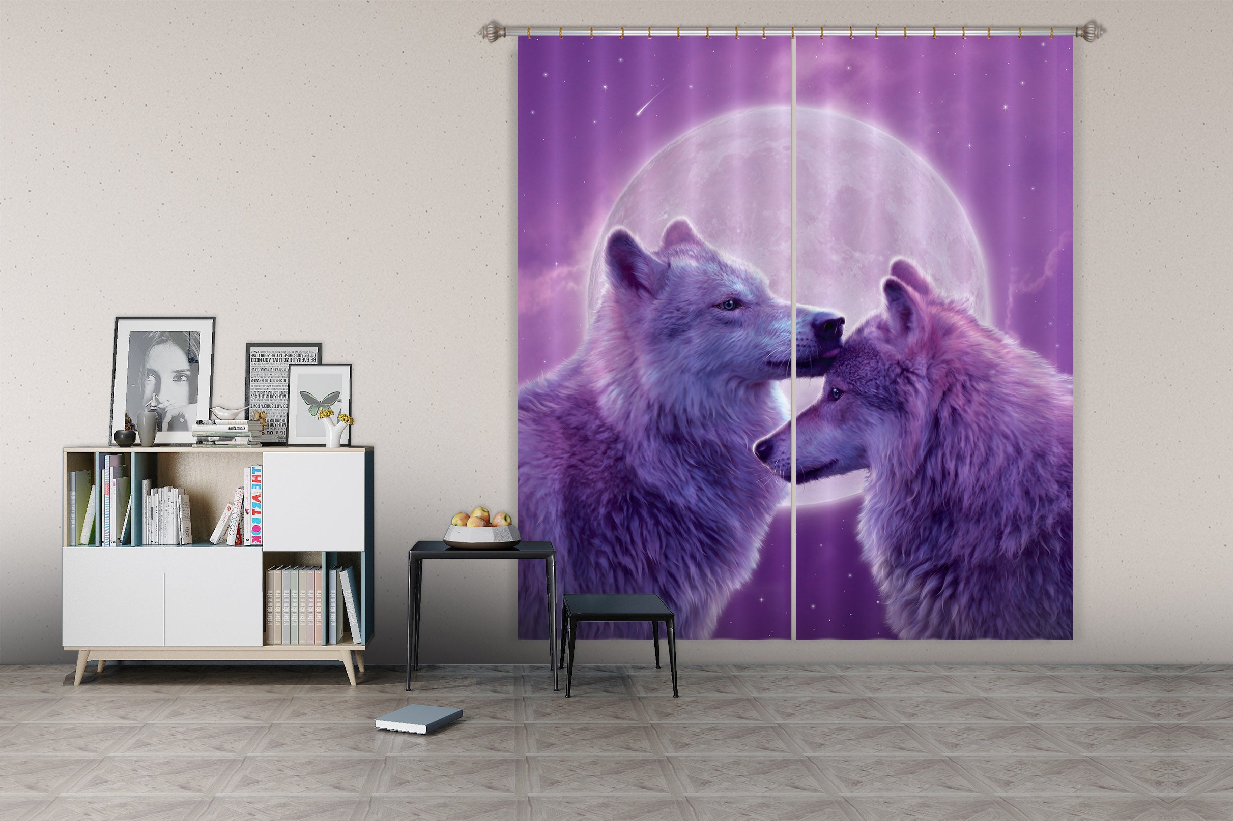 3D Loving Wolves 049 Vincent Hie Curtain Curtains Drapes