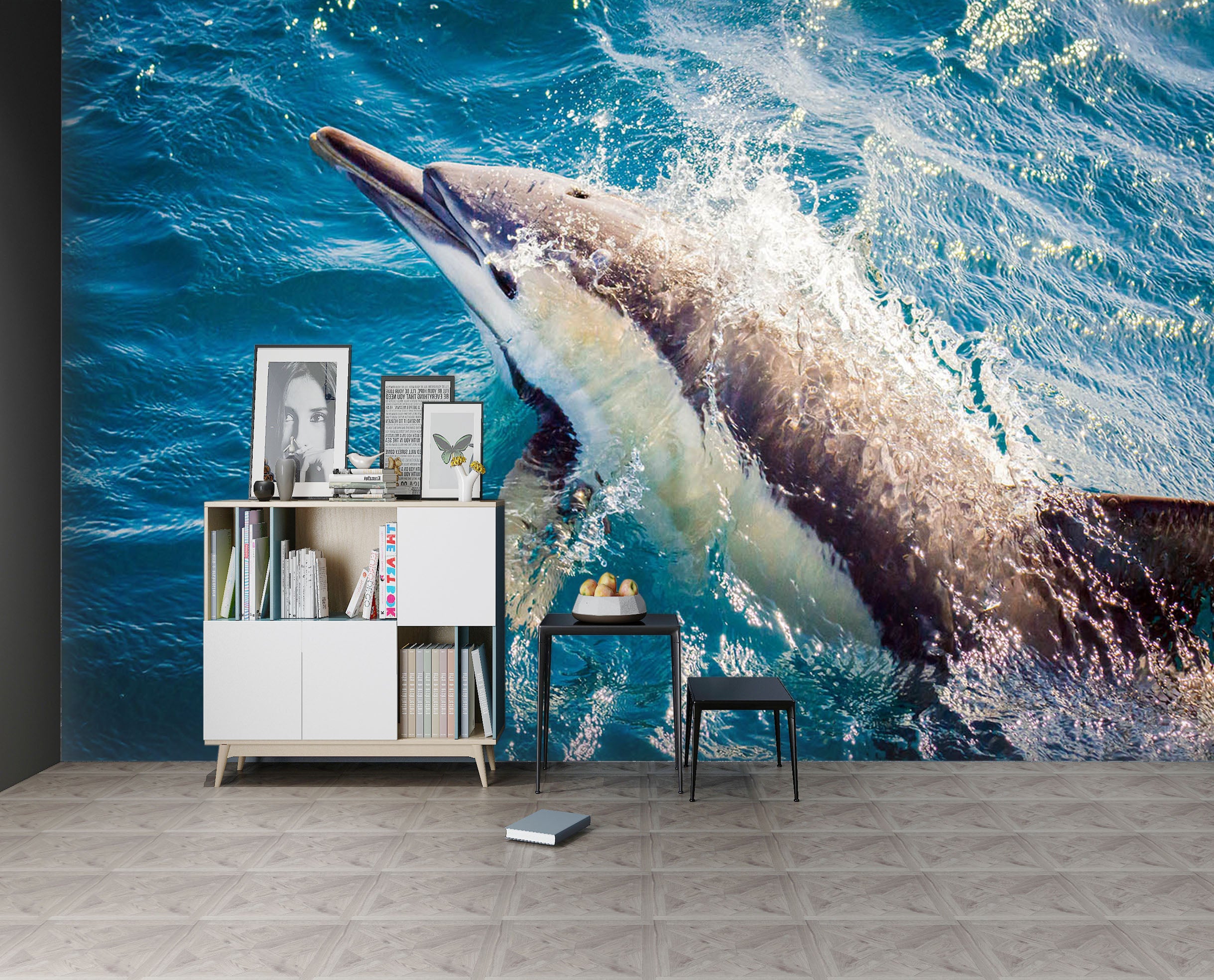 3D Dolphin Waves 226 Wall Murals