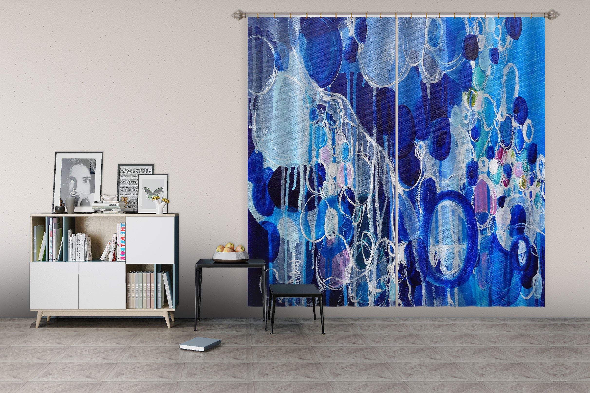 3D Blue Circle Bubble 2322 Misako Chida Curtain Curtains Drapes